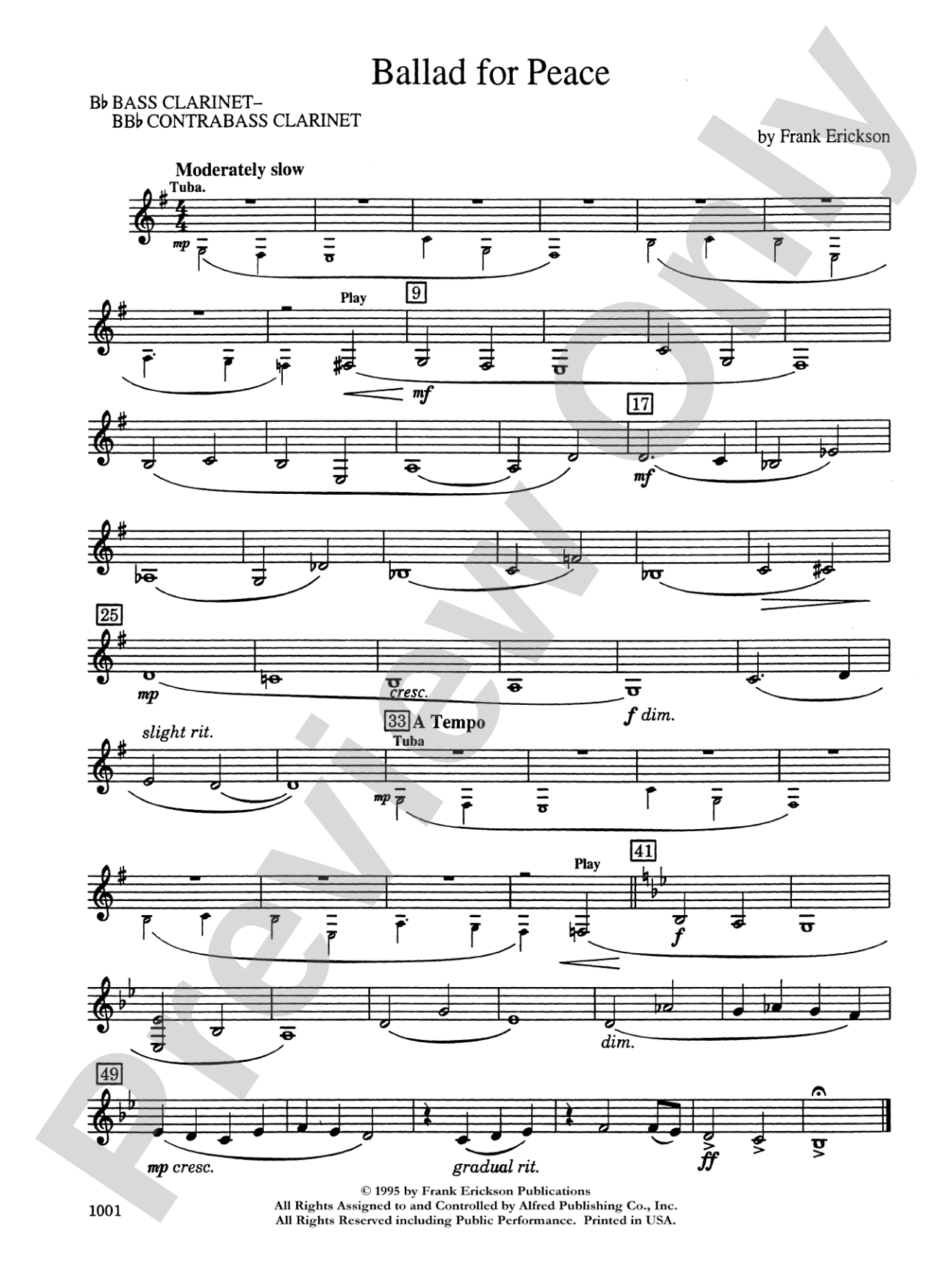 Ballad for Peace: B-flat Bass Clarinet