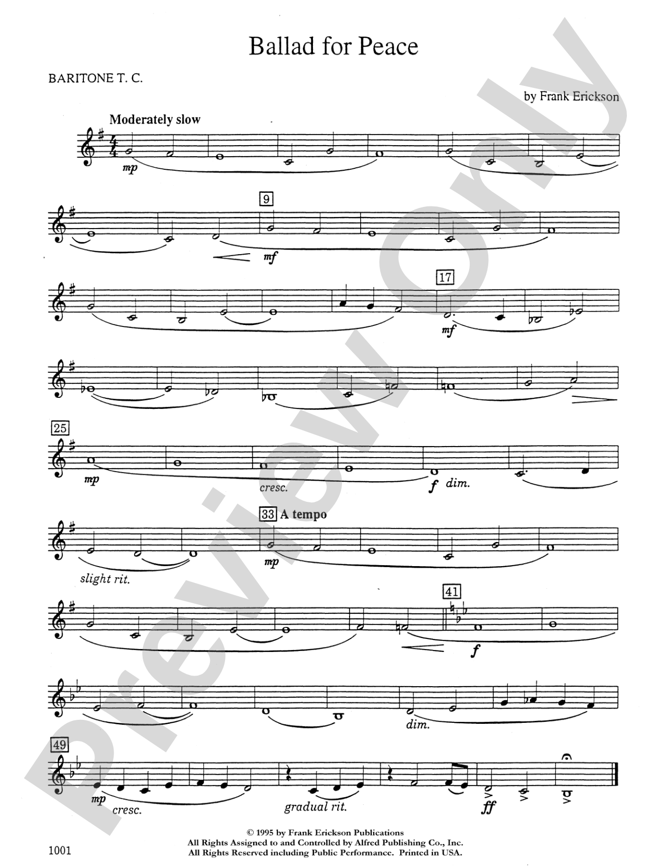 Ballad for Peace: Baritone T.C.