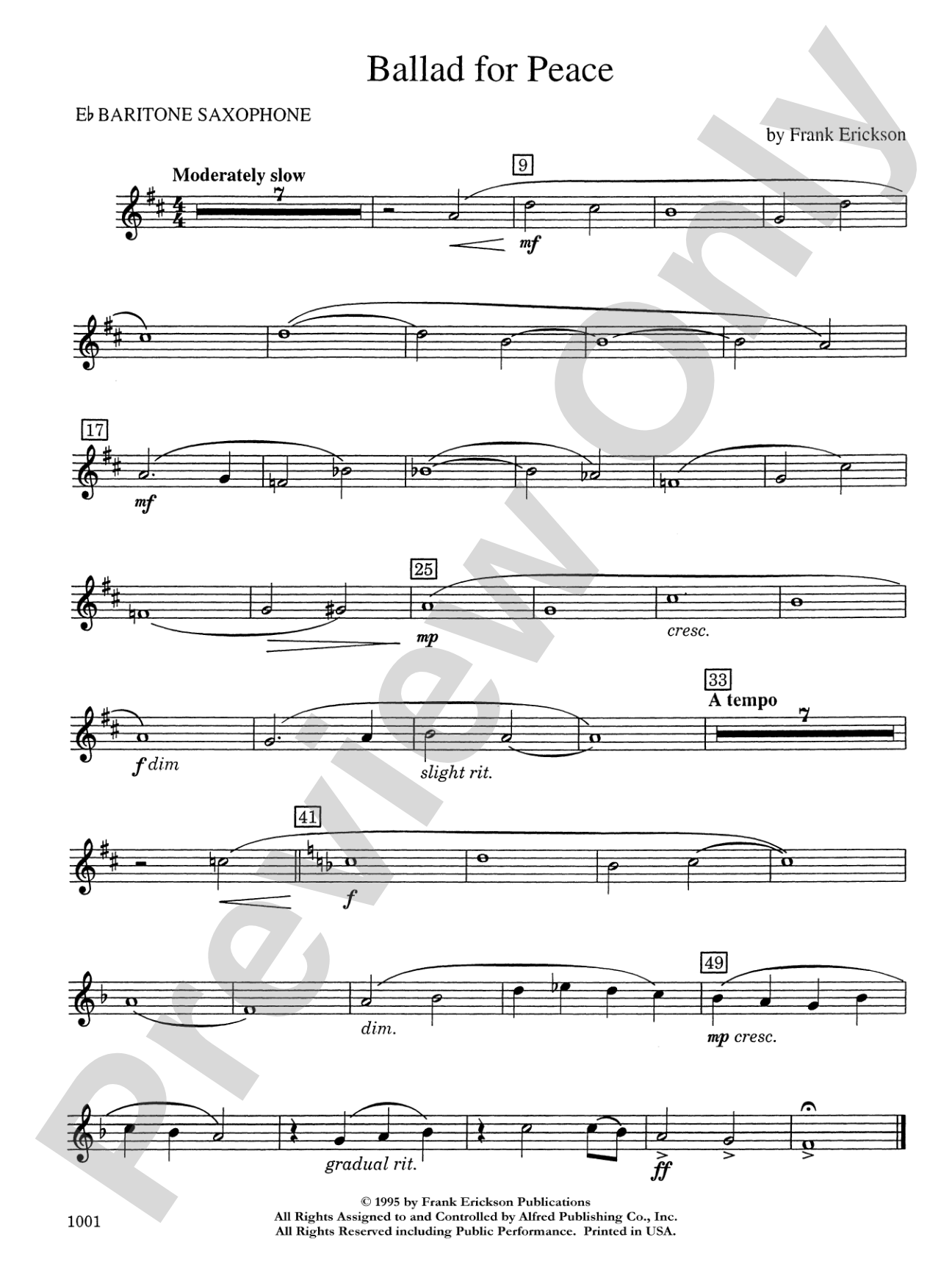 Ballad for Peace: E-flat Baritone Saxophone