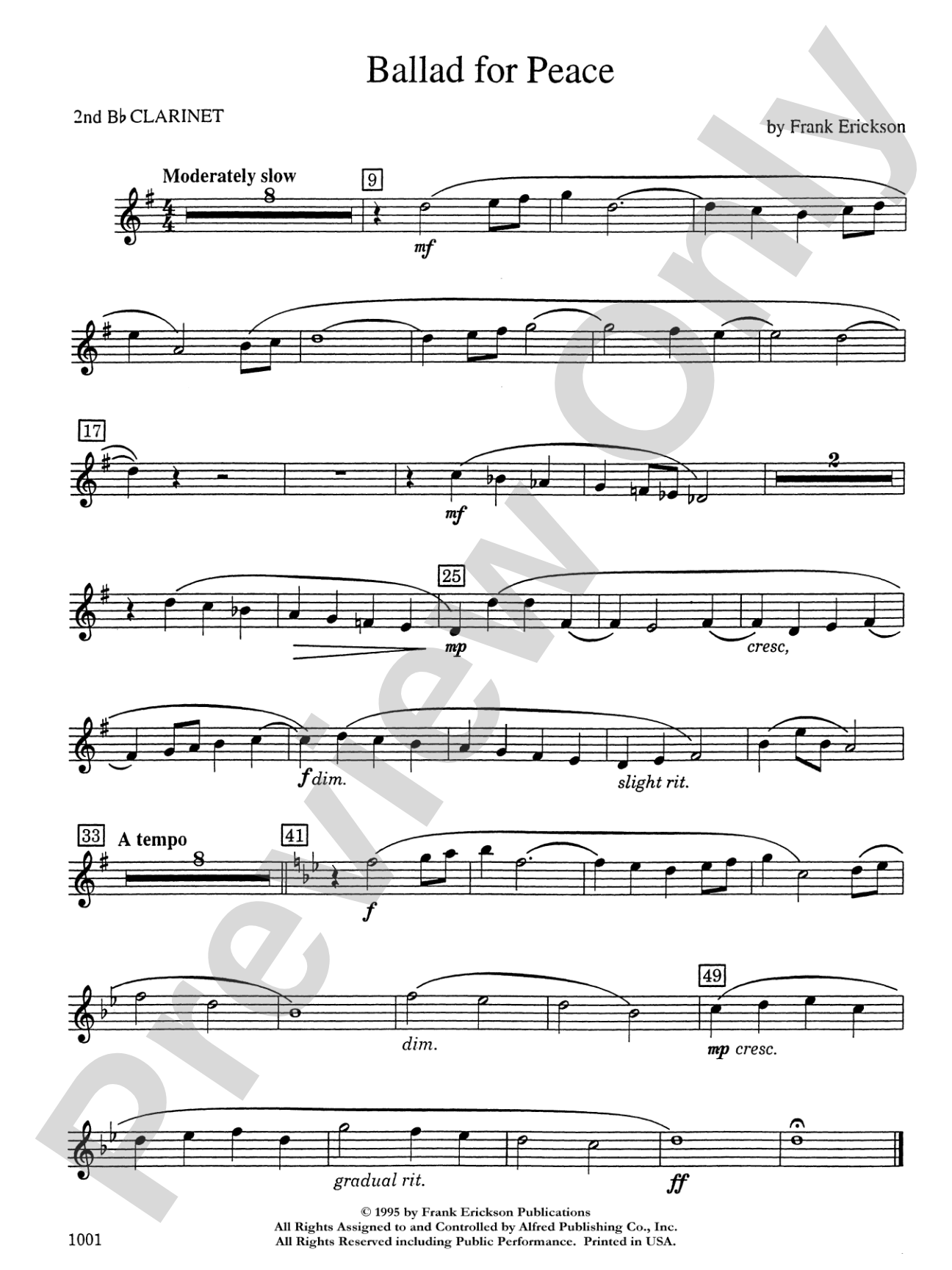 Ballad for Peace: 2nd B-flat Clarinet