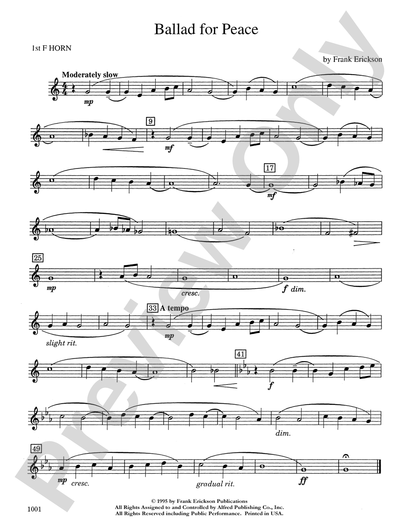 Ballad for Peace: 1st F Horn