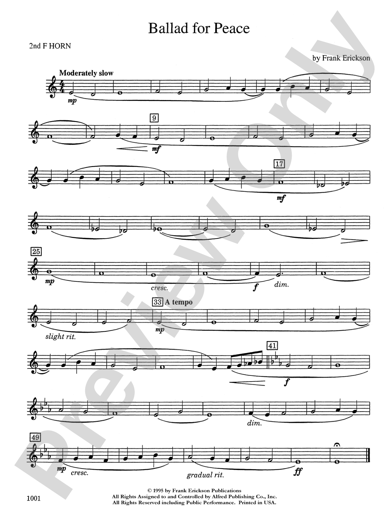 Ballad for Peace: 2nd F Horn