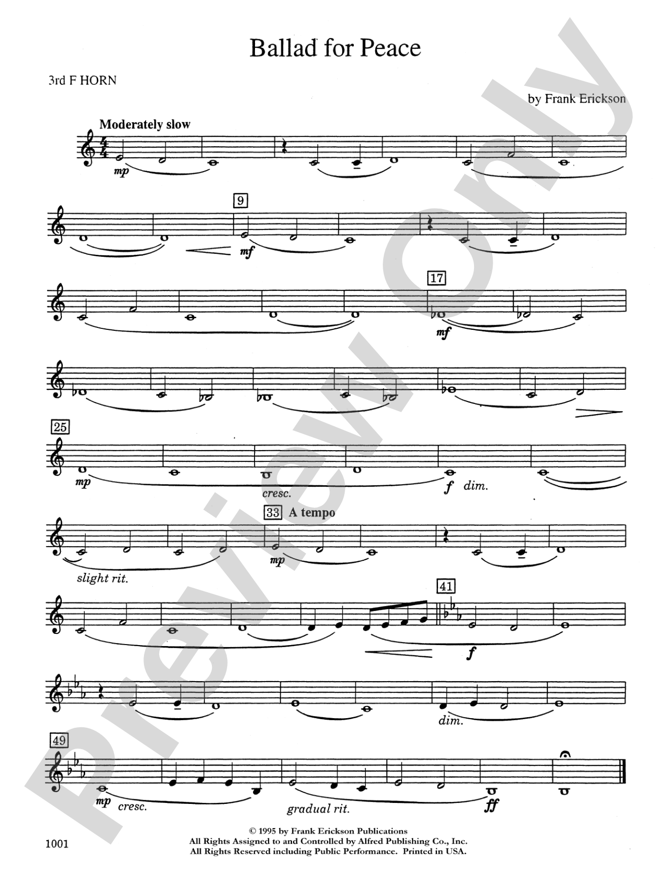 Ballad for Peace: 3rd F Horn