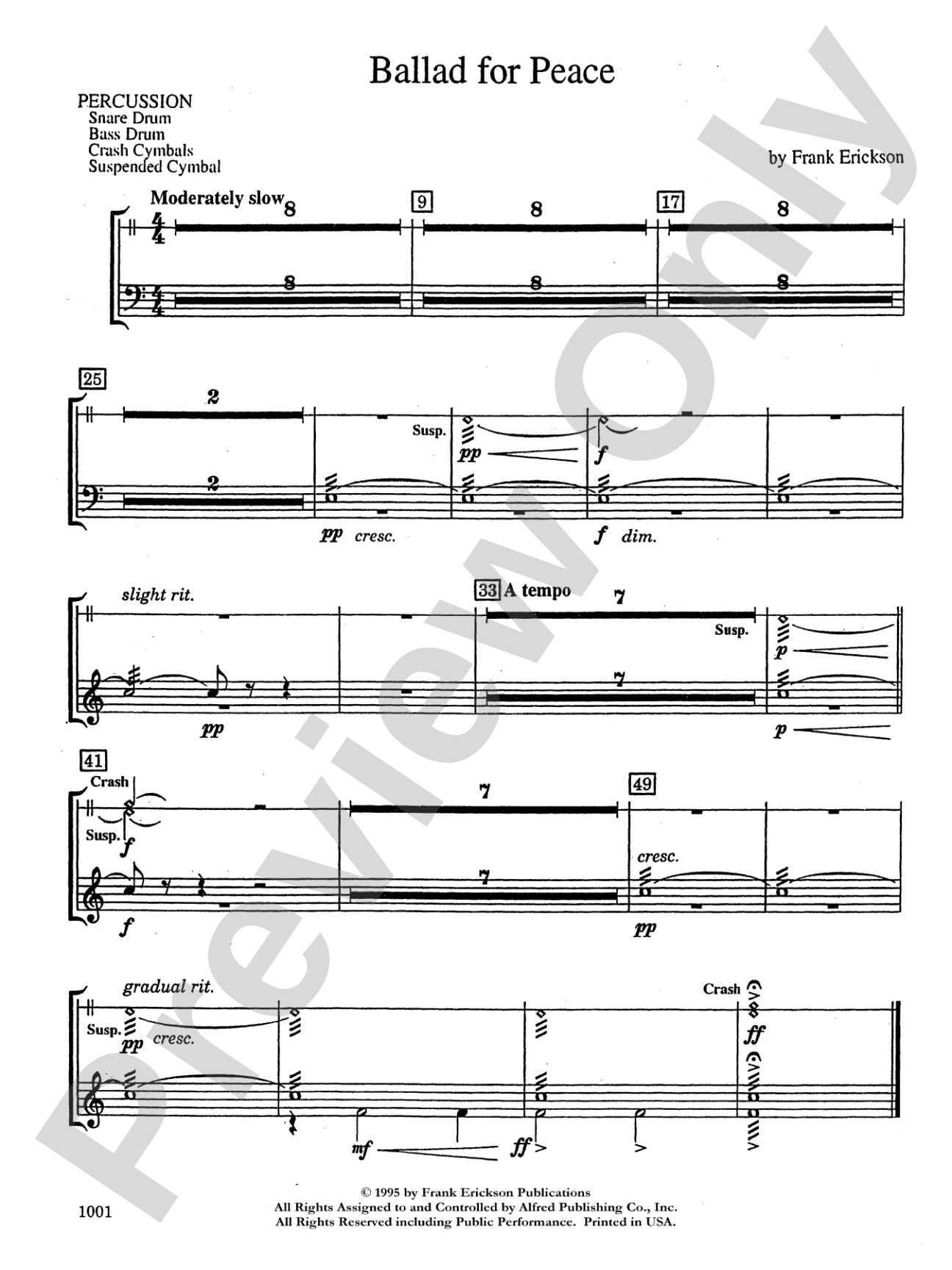 Ballad for Peace: 1st Percussion