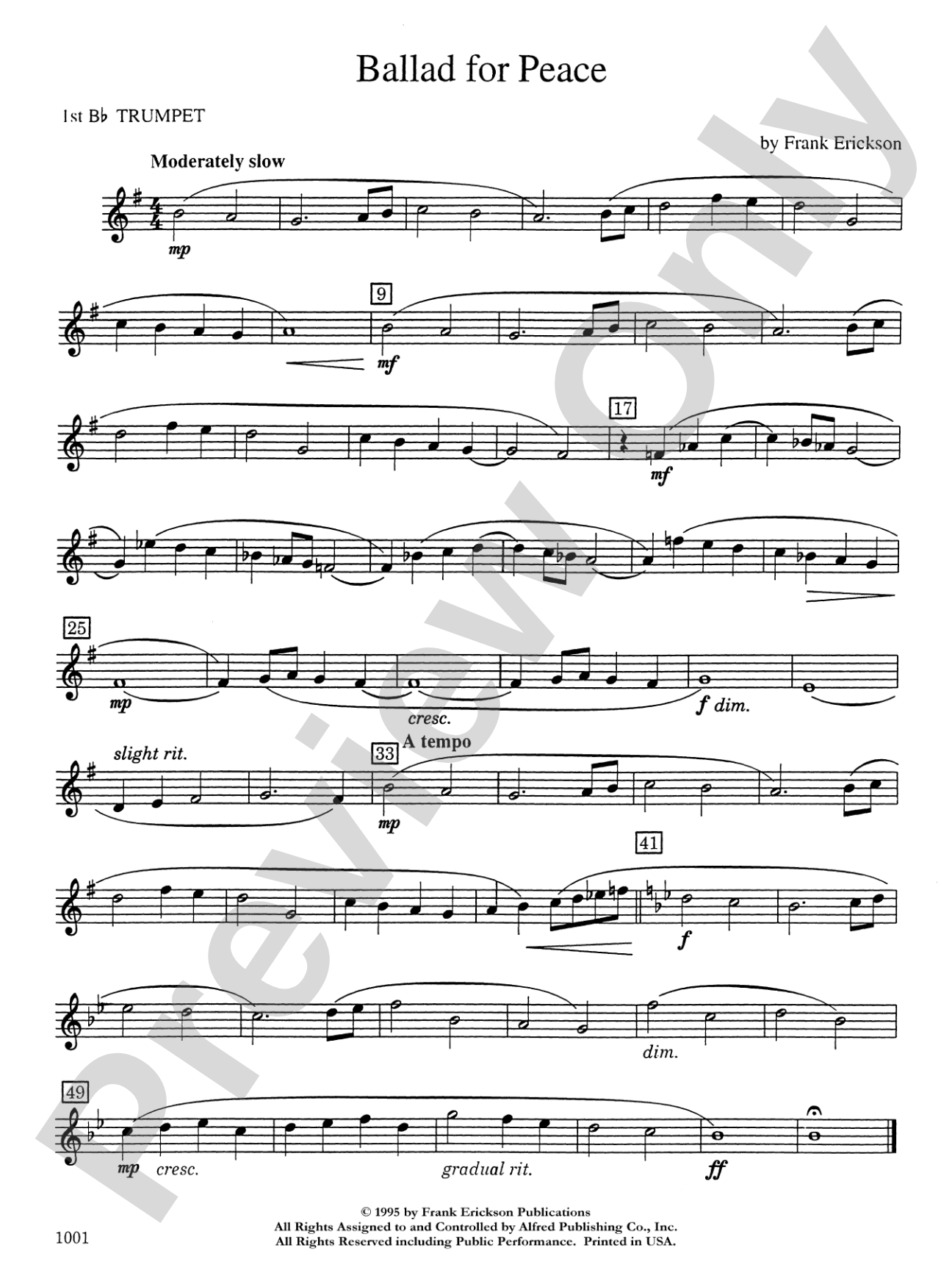 Ballad for Peace: 1st B-flat Trumpet