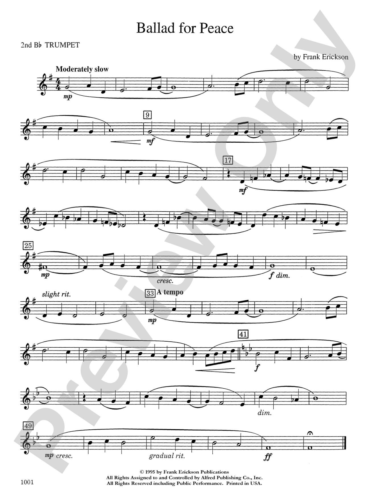 Ballad for Peace: 2nd B-flat Trumpet