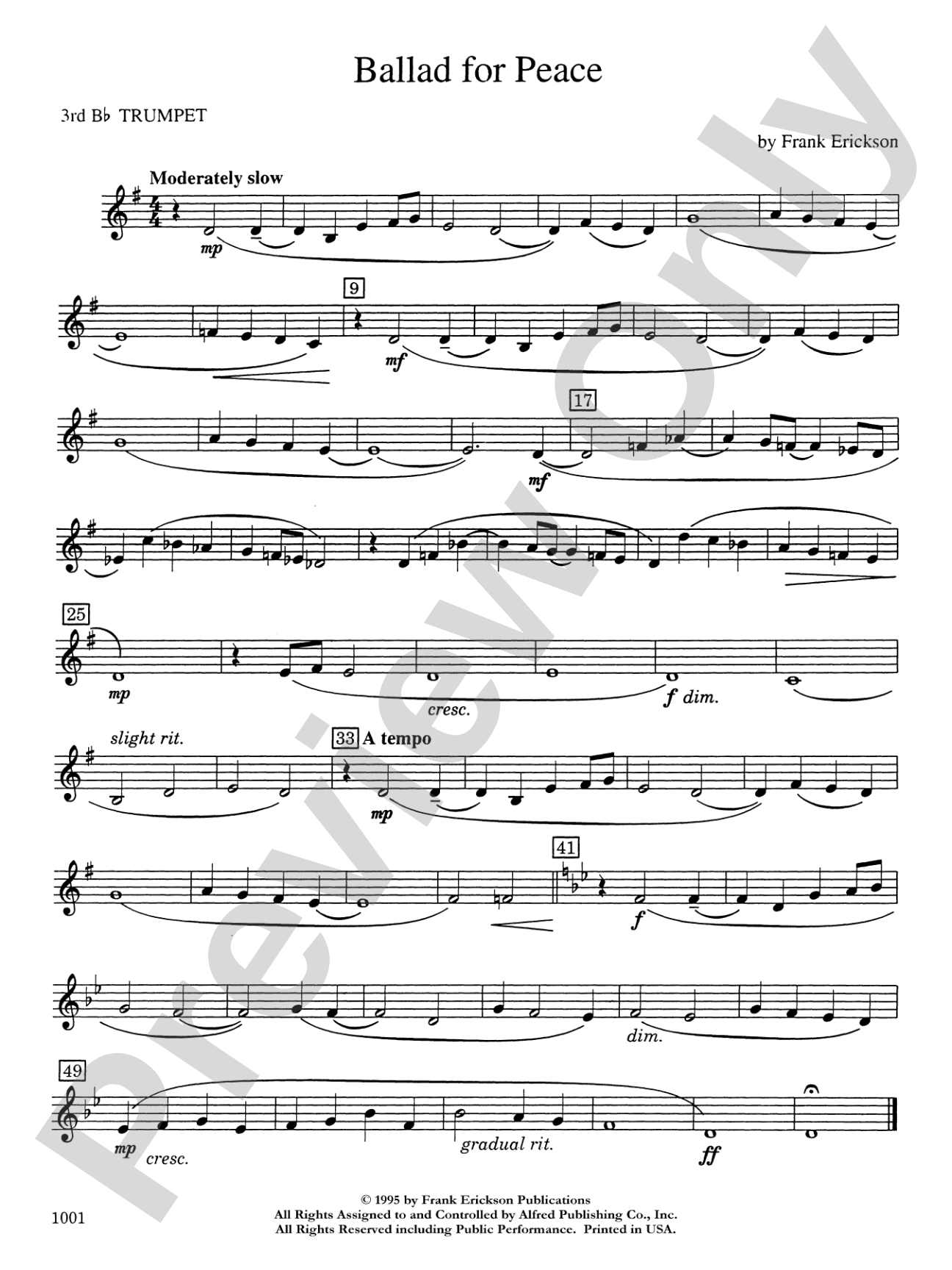 Ballad for Peace: 3rd B-flat Trumpet