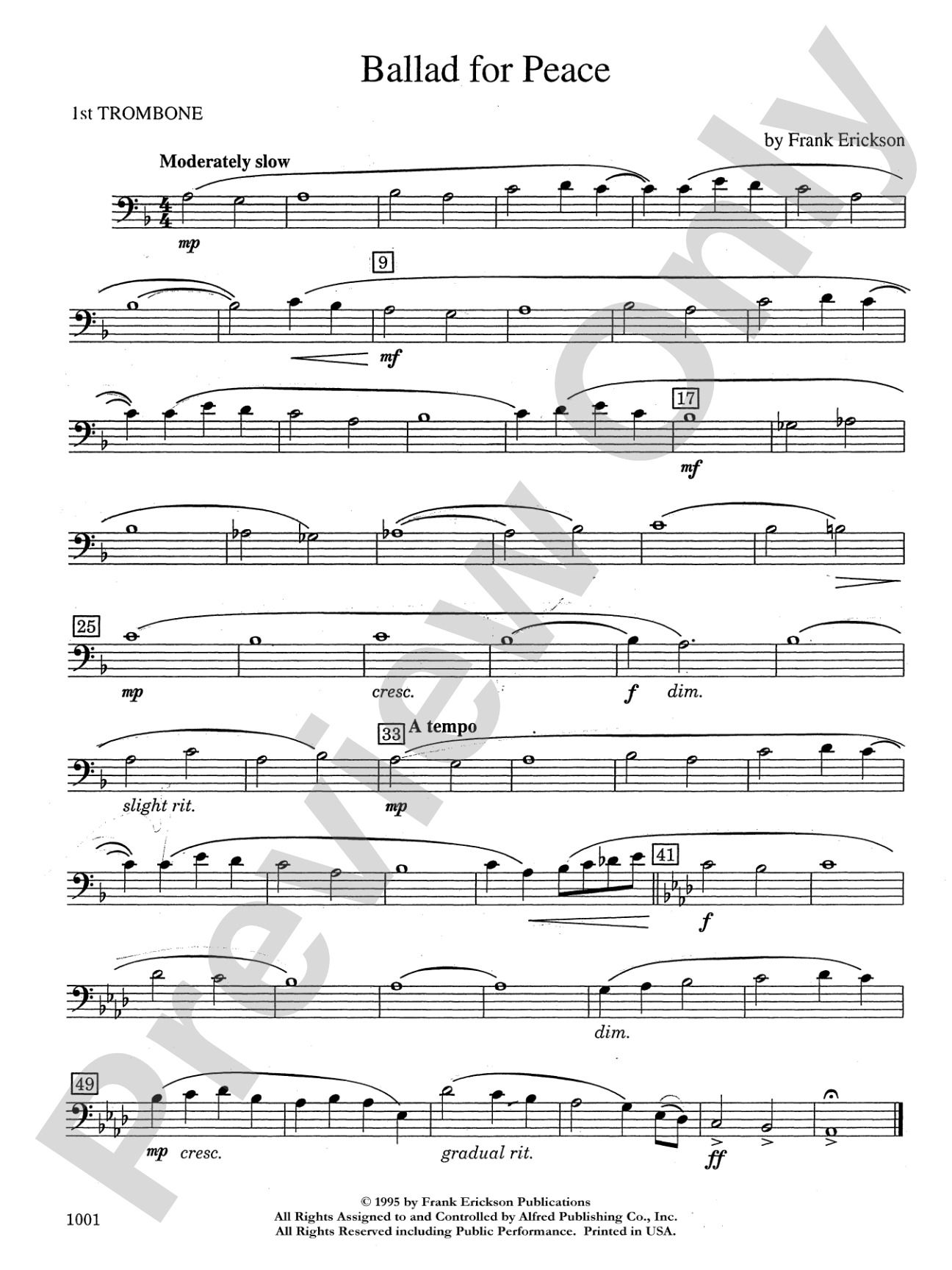 Ballad for Peace: 1st Trombone