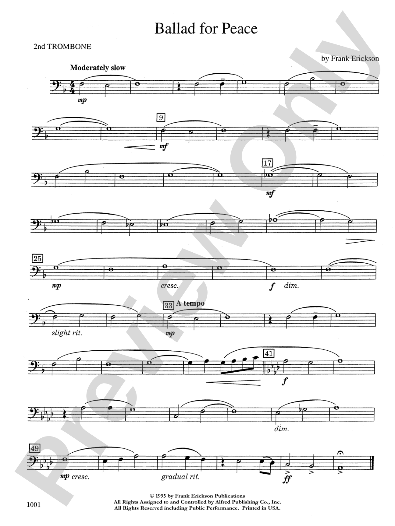 Ballad for Peace: 2nd Trombone