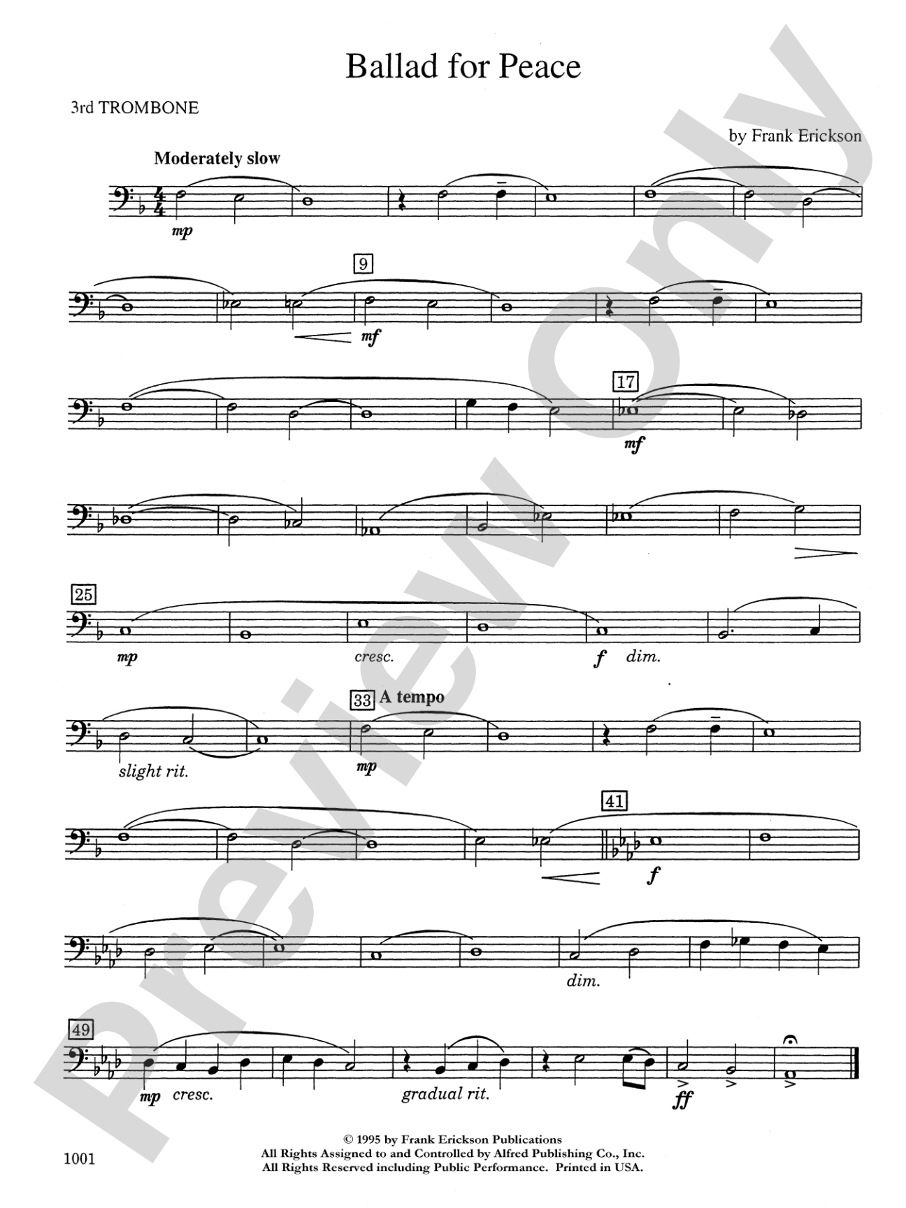 Ballad for Peace: 3rd Trombone