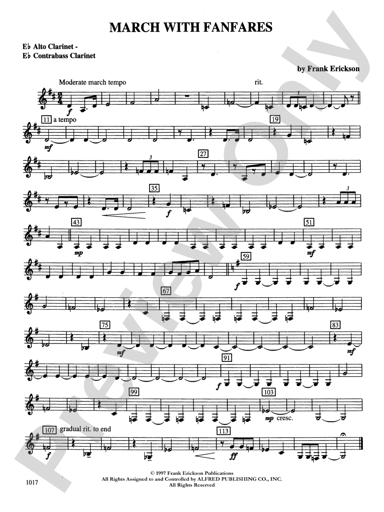 March with Fanfares: E-flat Alto Clarinet