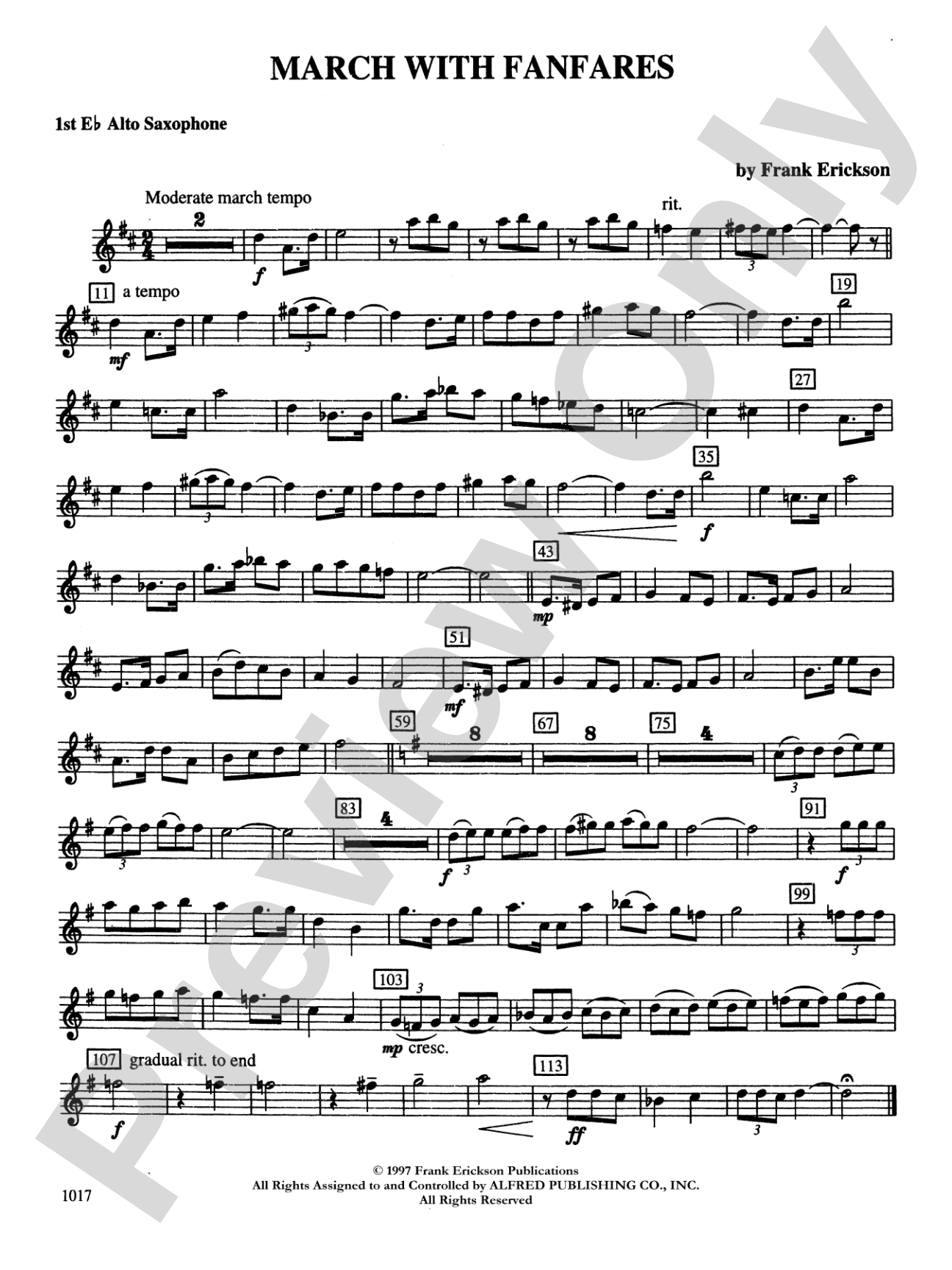 March with Fanfares: E-flat Alto Saxophone
