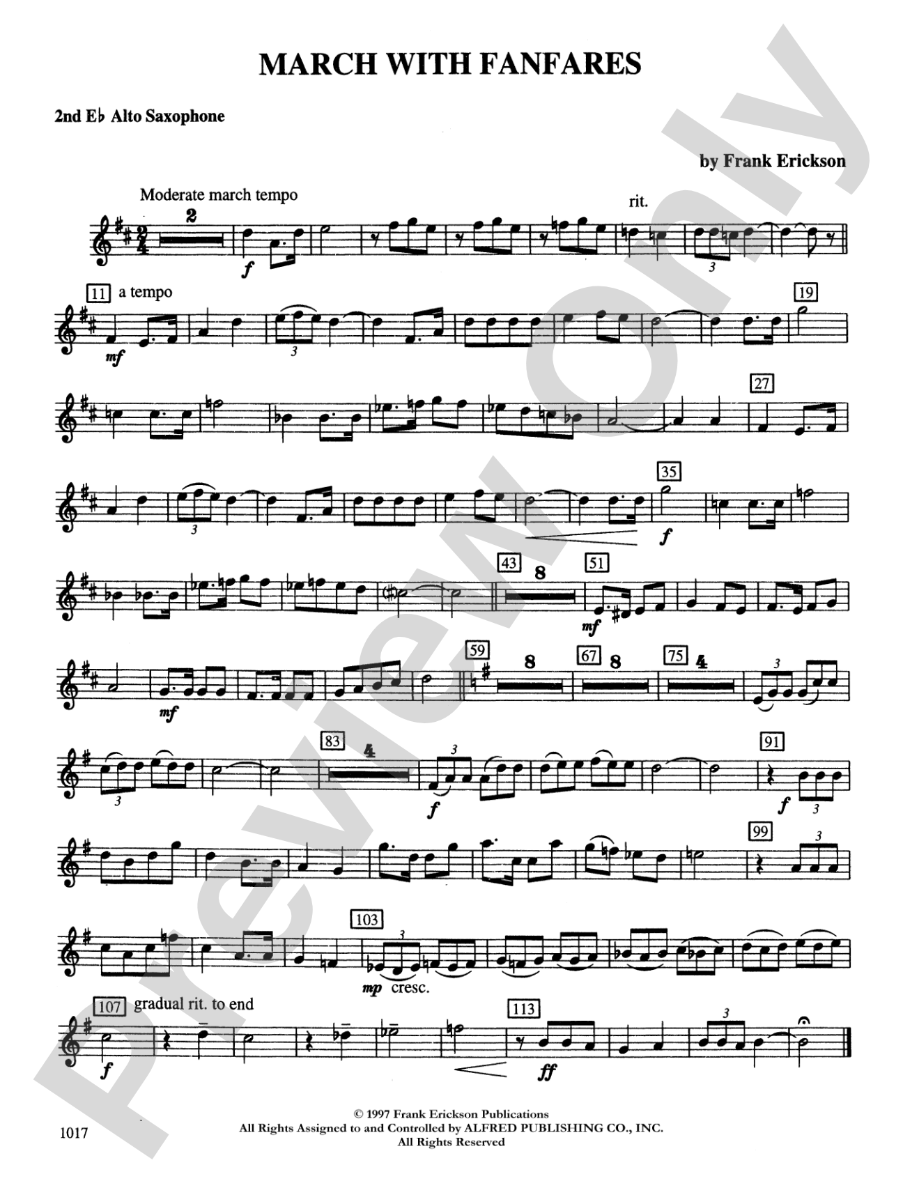 March with Fanfares: 2nd E-flat Alto Saxophone