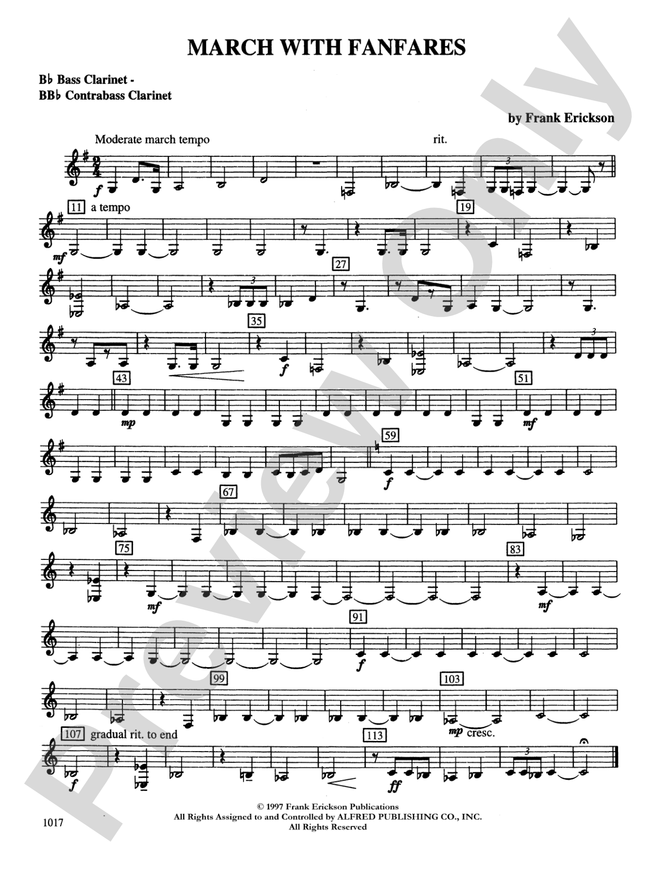 March with Fanfares: B-flat Bass Clarinet