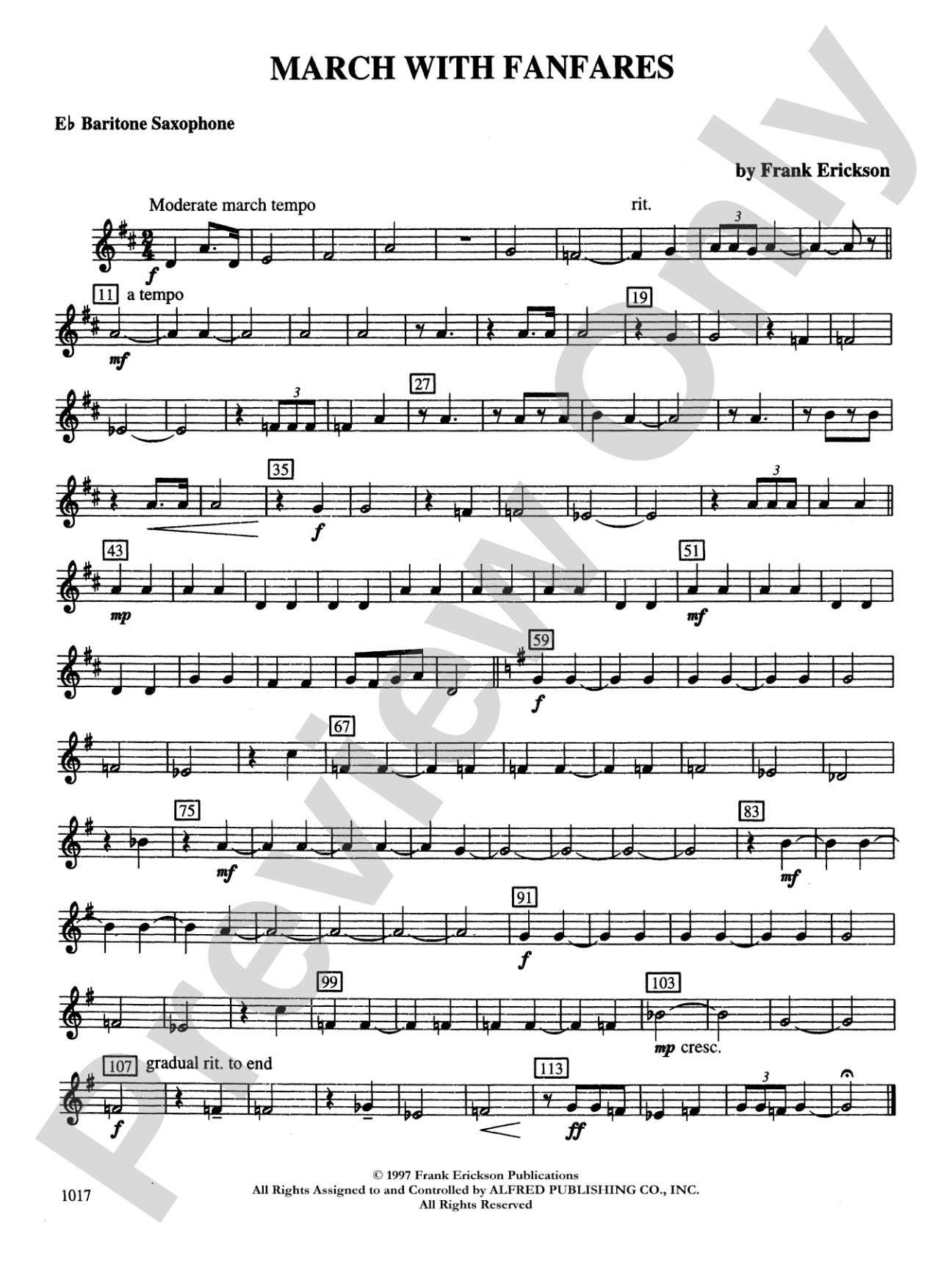 March with Fanfares: E-flat Baritone Saxophone