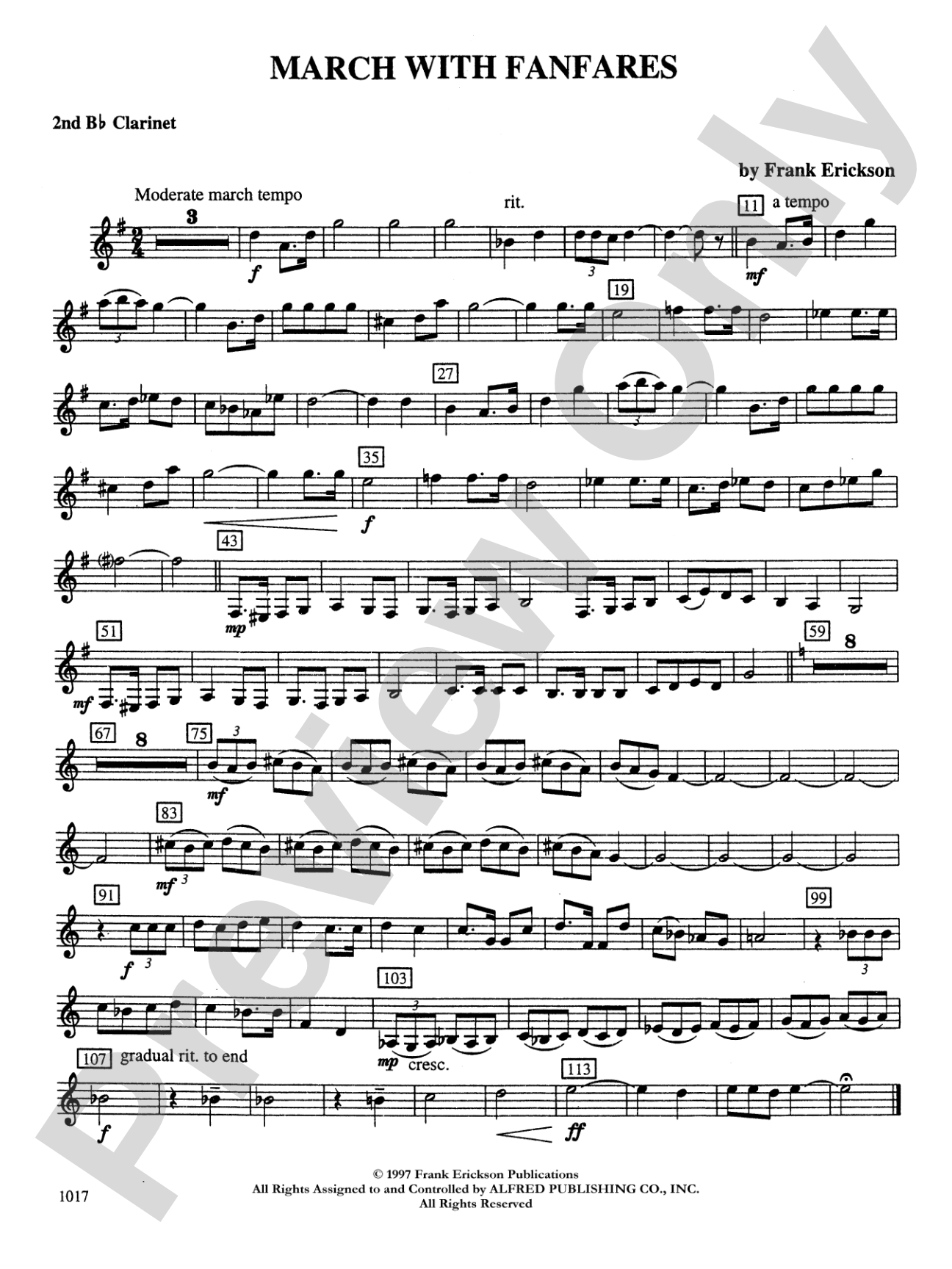 March with Fanfares: 2nd B-flat Clarinet
