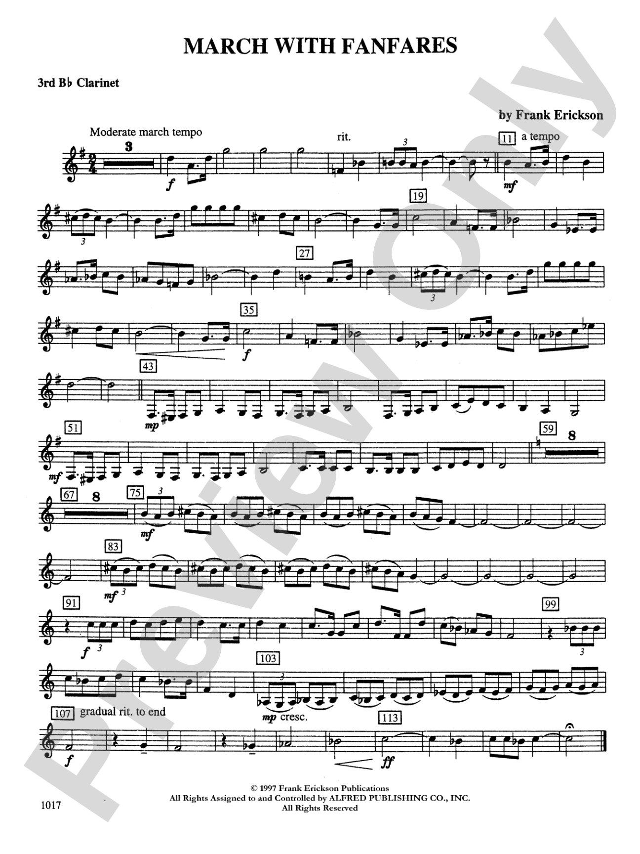 March with Fanfares: 3rd B-flat Clarinet