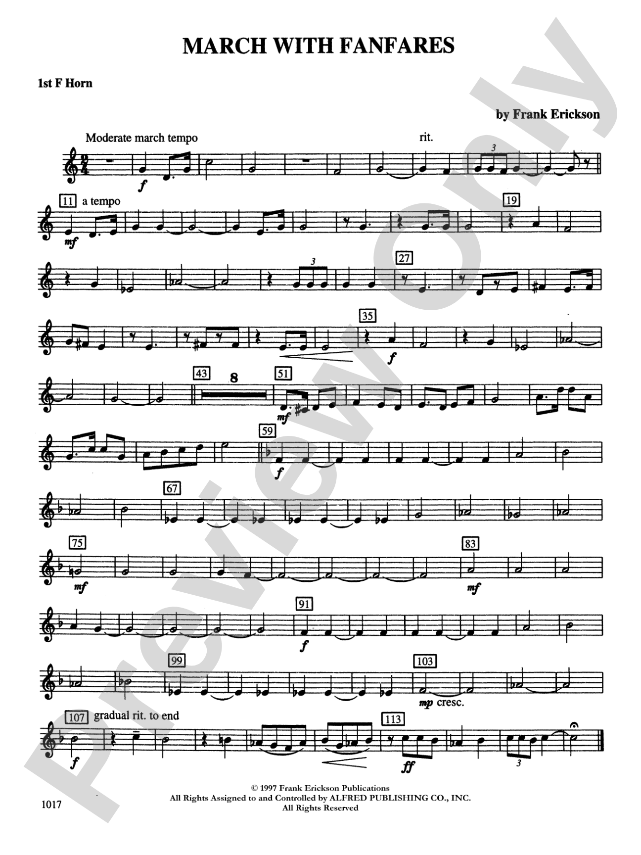 March with Fanfares: 1st F Horn