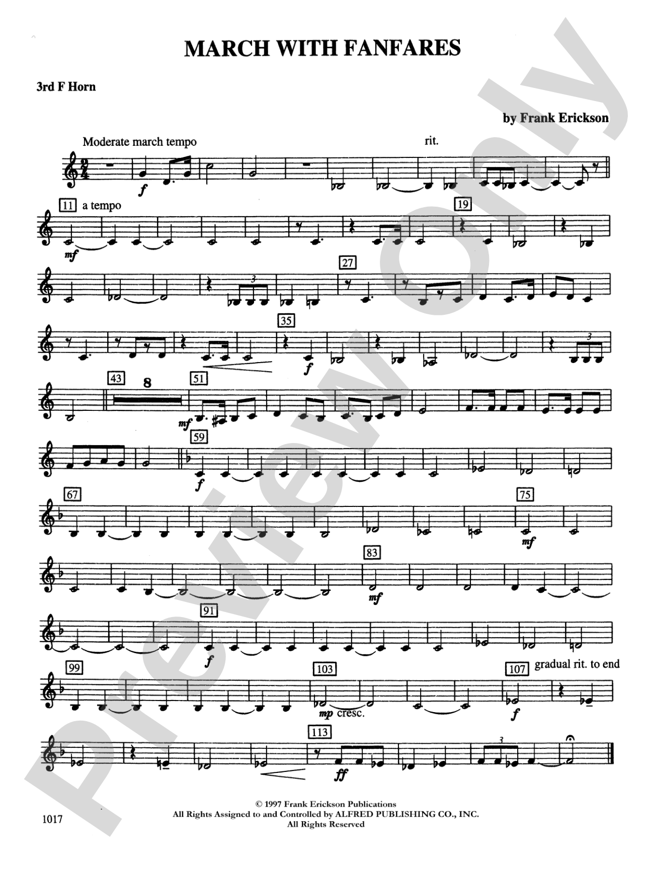 March with Fanfares: 3rd F Horn
