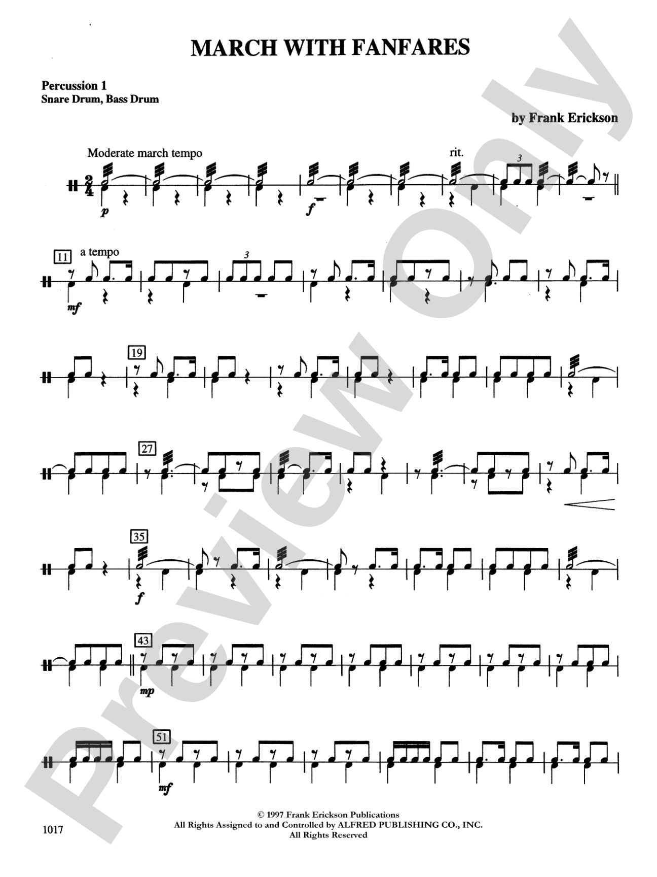 March with Fanfares: 1st Percussion
