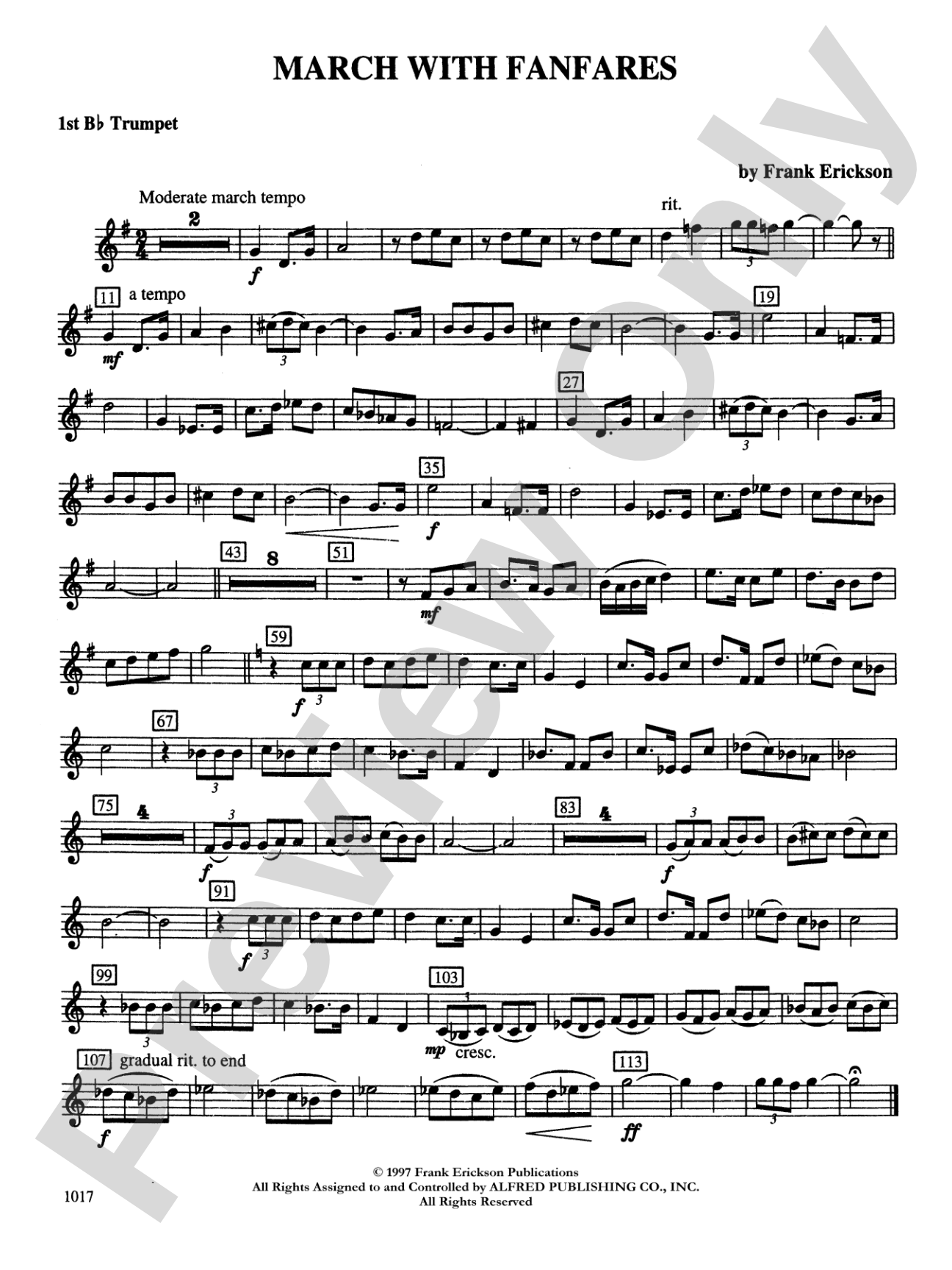 March with Fanfares: 1st B-flat Trumpet