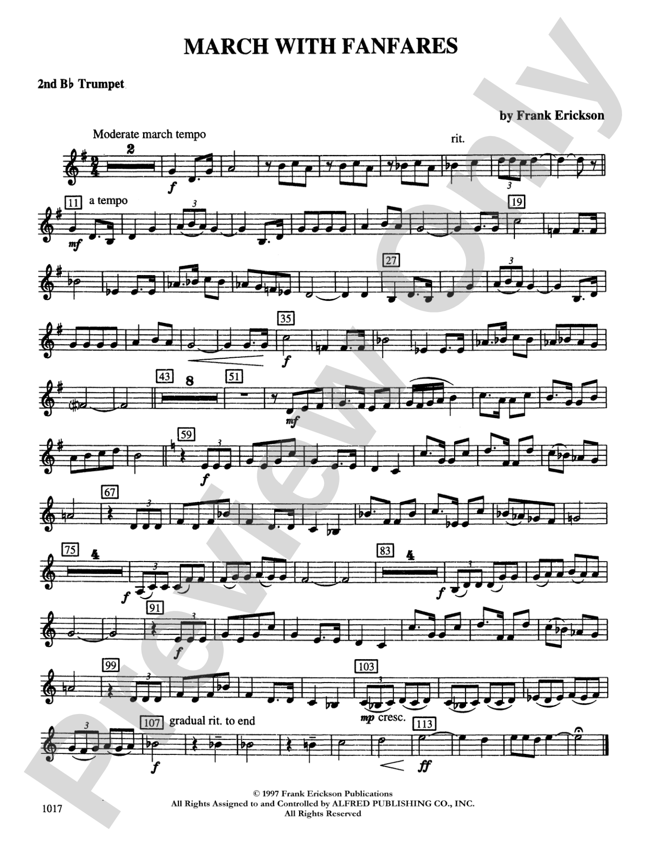 March with Fanfares: 2nd B-flat Trumpet