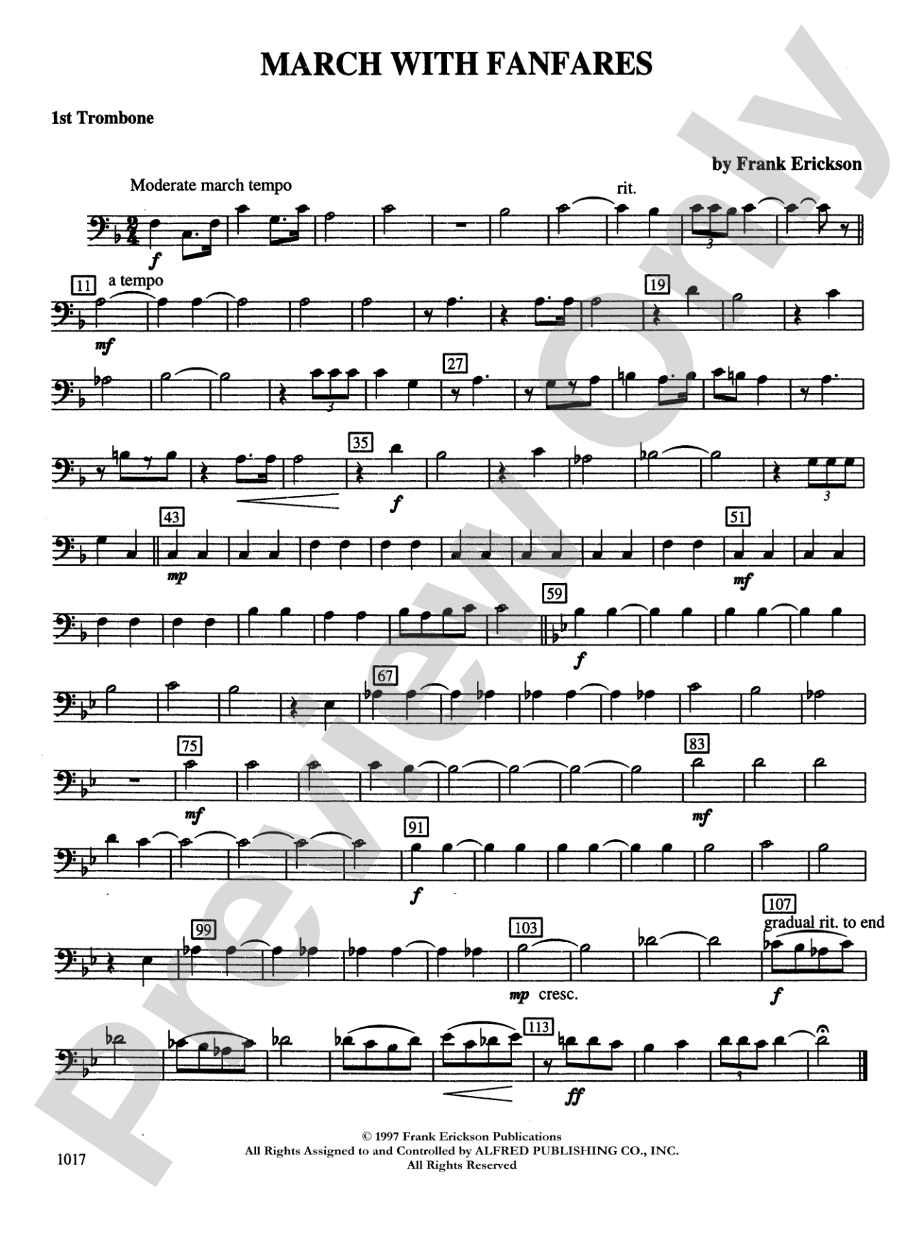 March with Fanfares: 1st Trombone