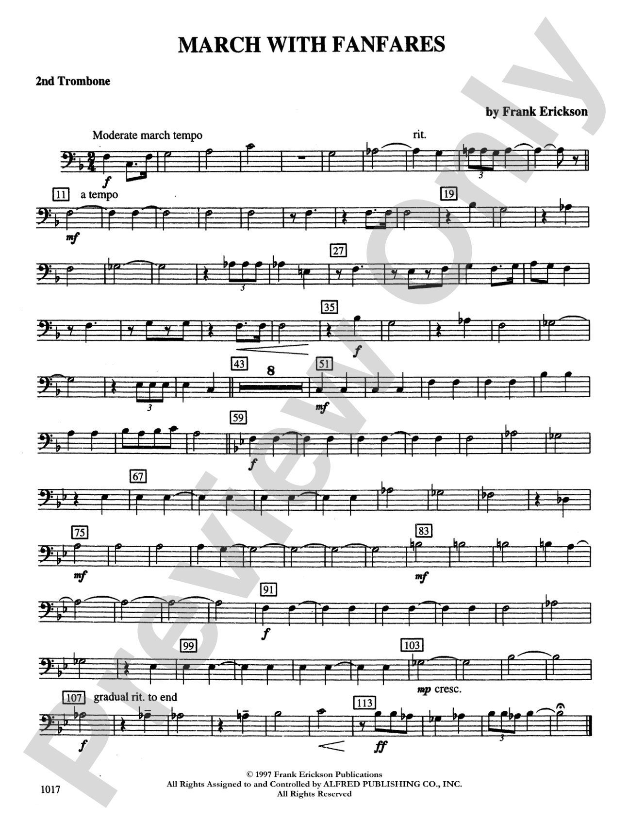 March with Fanfares: 2nd Trombone