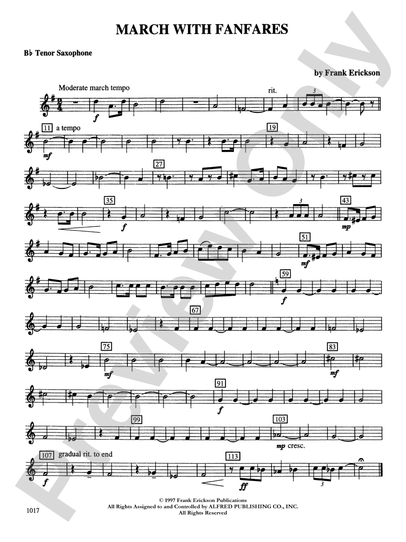 March with Fanfares: B-flat Tenor Saxophone