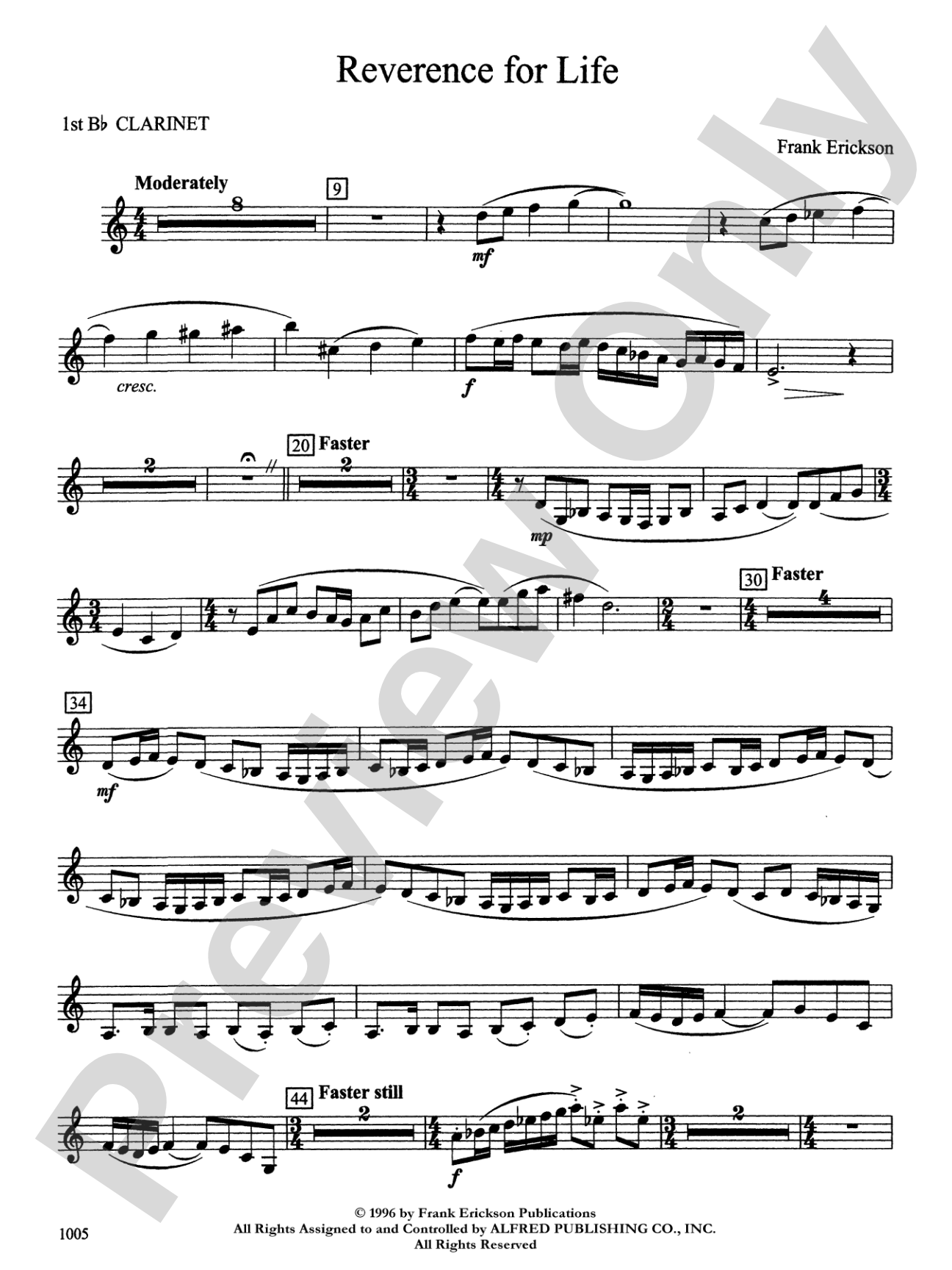 Reverence for Life: 1st B-flat Clarinet