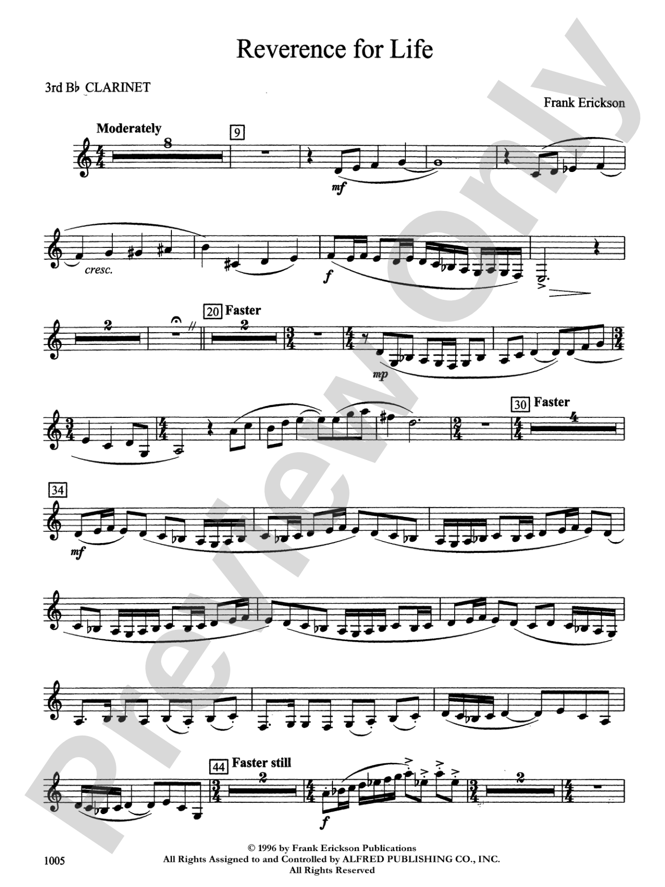 Reverence for Life: 3rd B-flat Clarinet