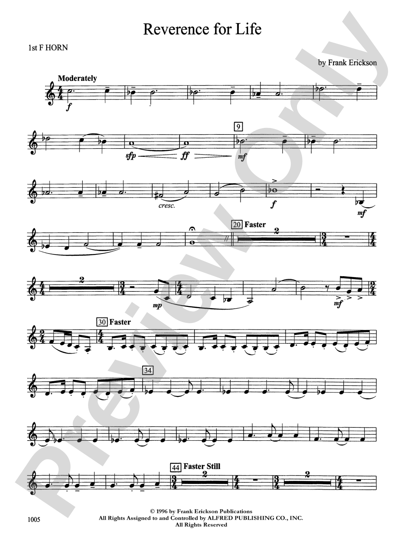 Reverence for Life: 1st F Horn