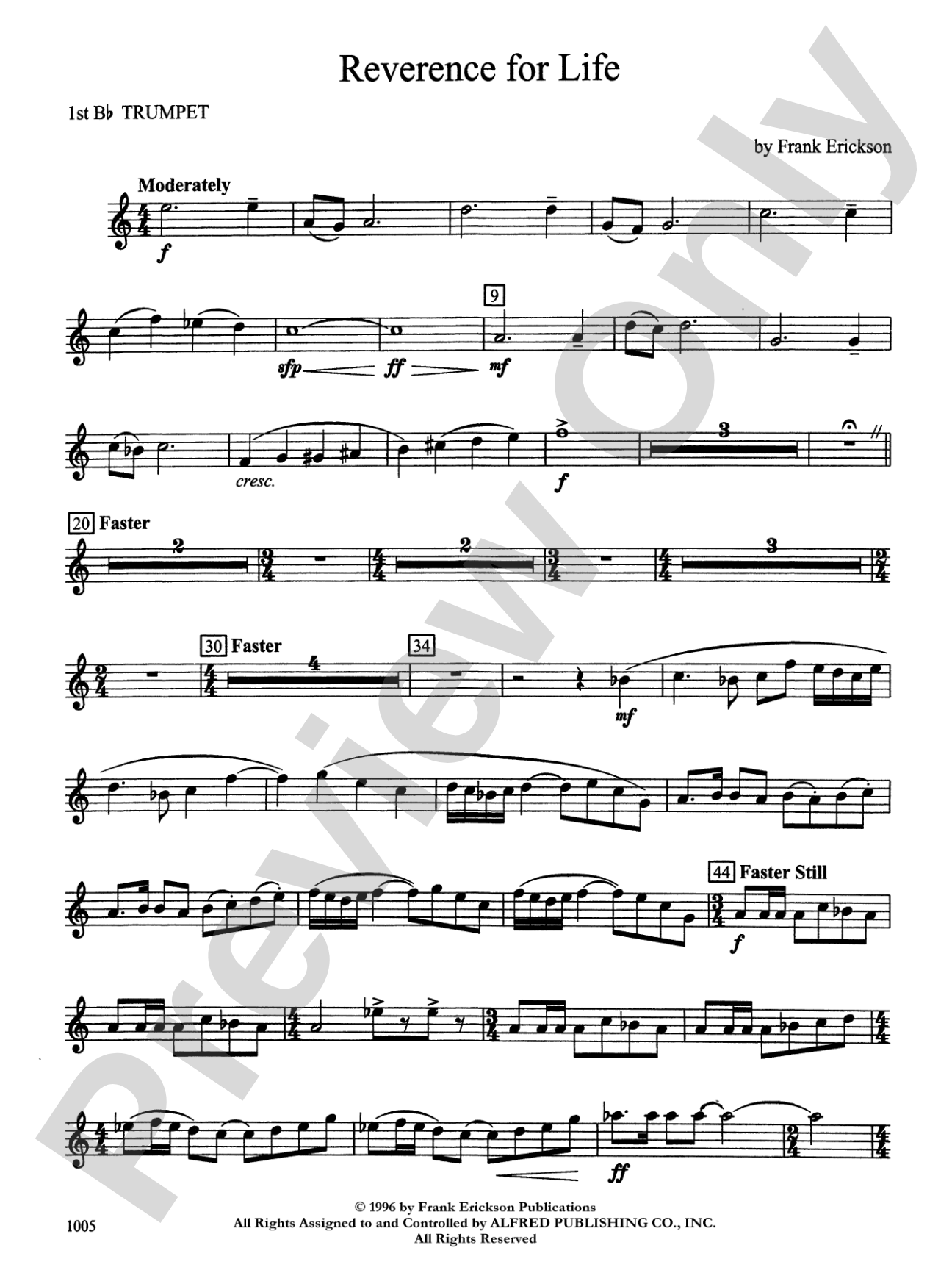 Reverence for Life: 1st B-flat Trumpet