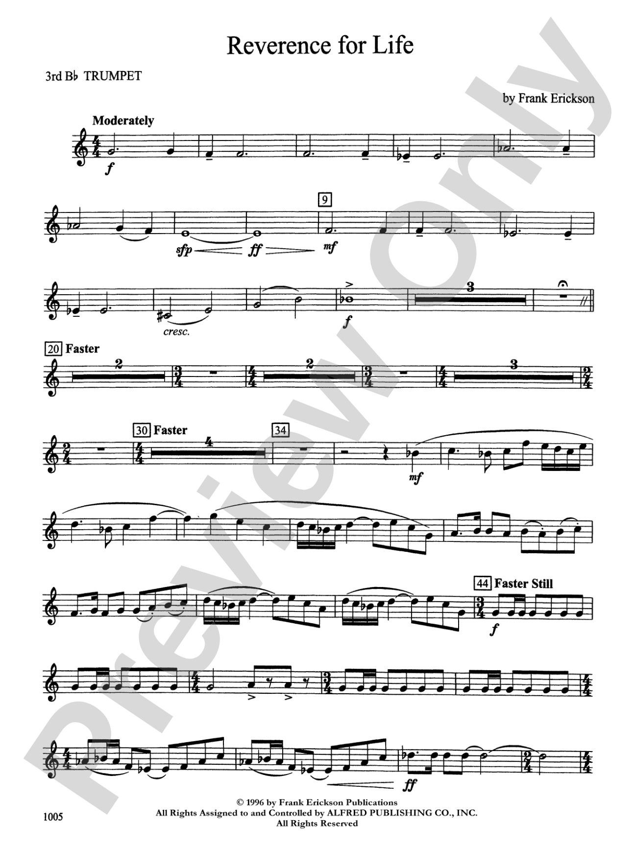 Reverence for Life: 3rd B-flat Trumpet