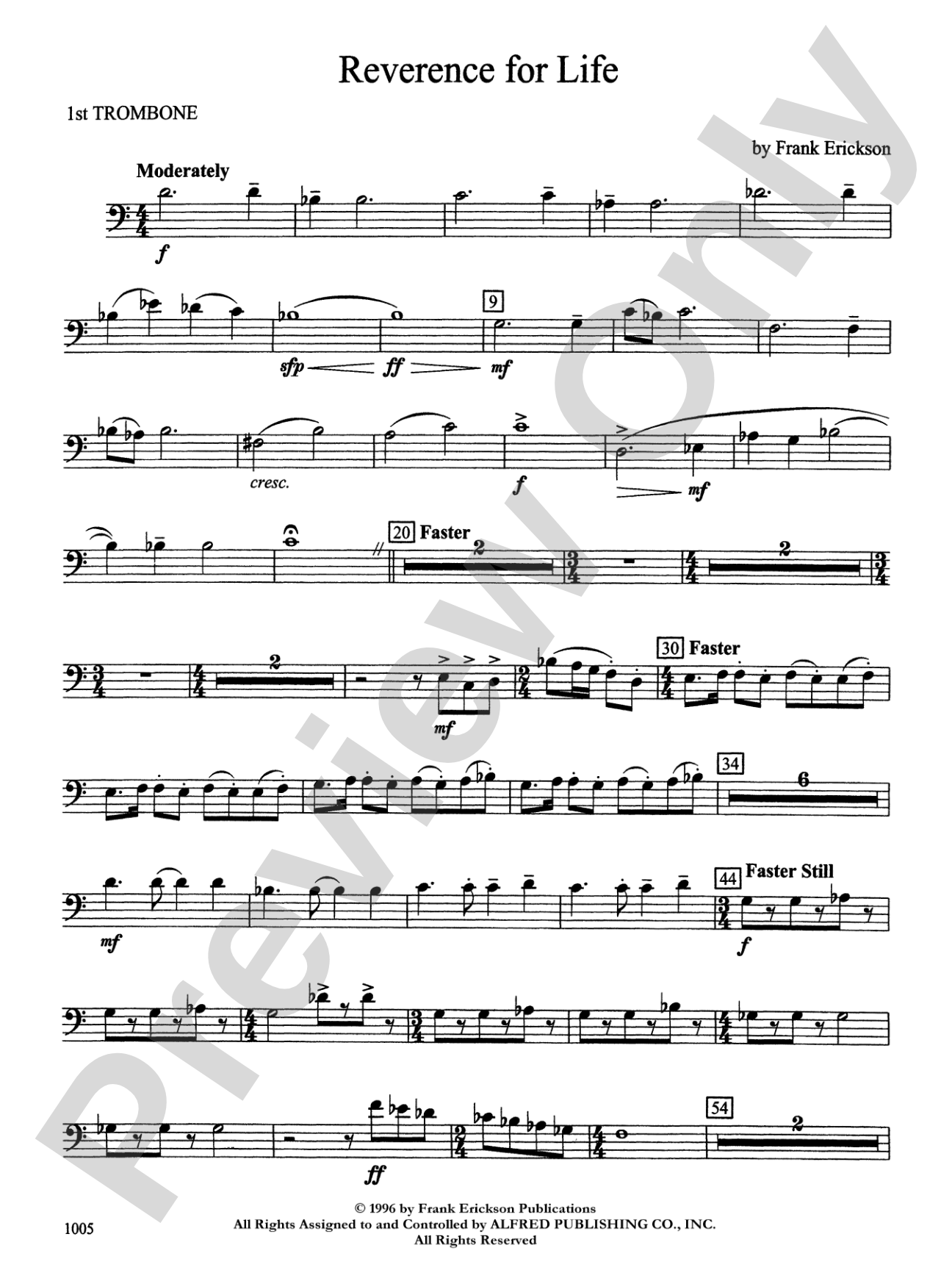 Reverence for Life: 1st Trombone