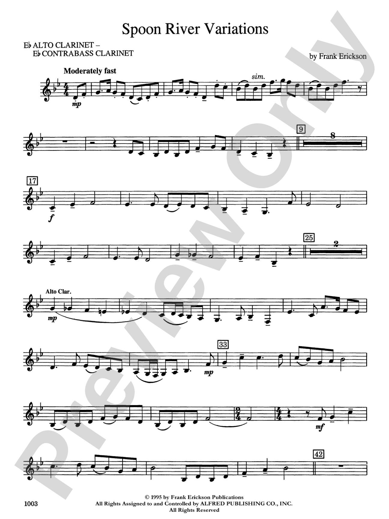 Spoon River Variations: E-flat Alto Clarinet