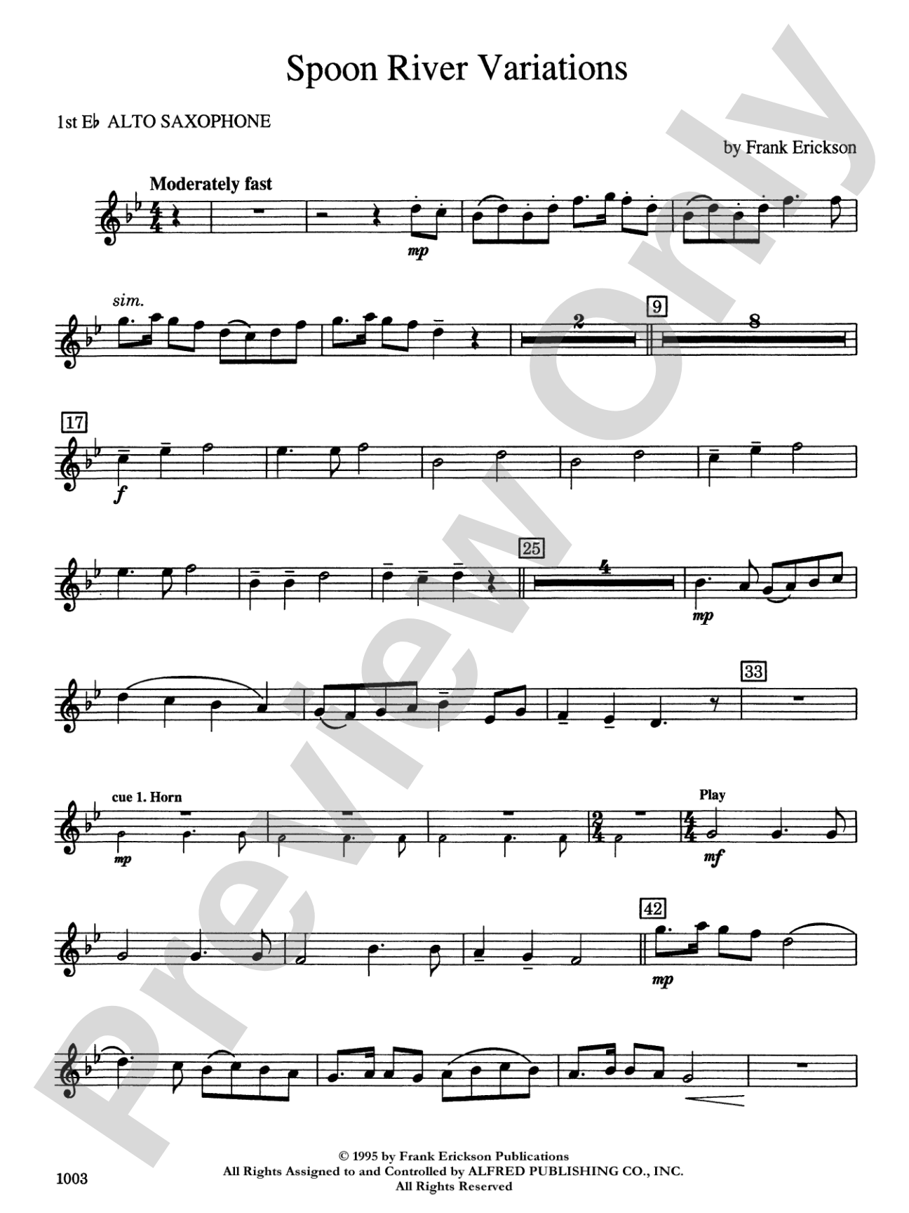 Spoon River Variations: E-flat Alto Saxophone