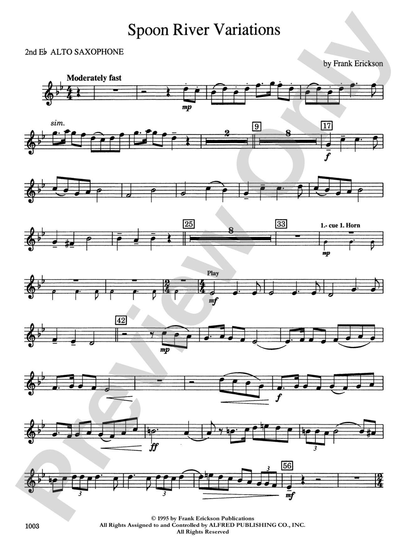 Spoon River Variations: 2nd E-flat Alto Saxophone