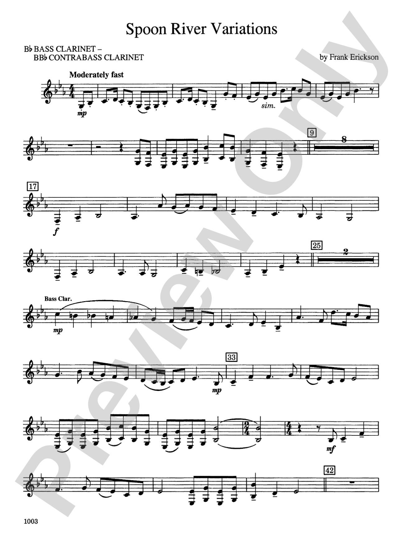 Spoon River Variations: B-flat Bass Clarinet