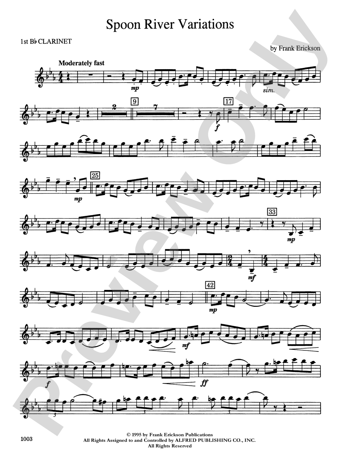 Spoon River Variations: 1st B-flat Clarinet