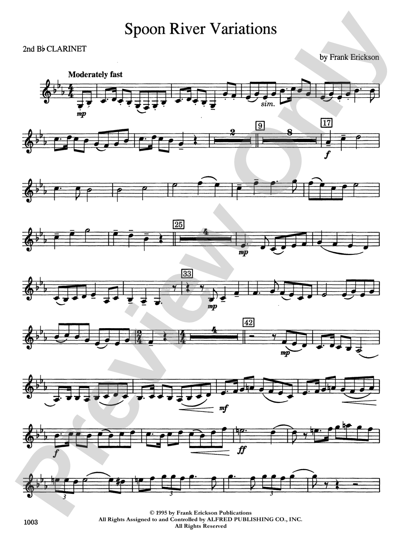 Spoon River Variations: 2nd B-flat Clarinet