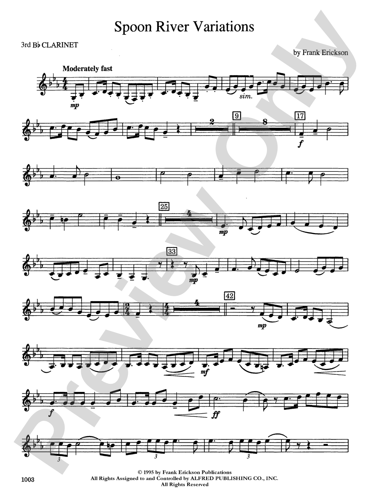 Spoon River Variations: 3rd B-flat Clarinet