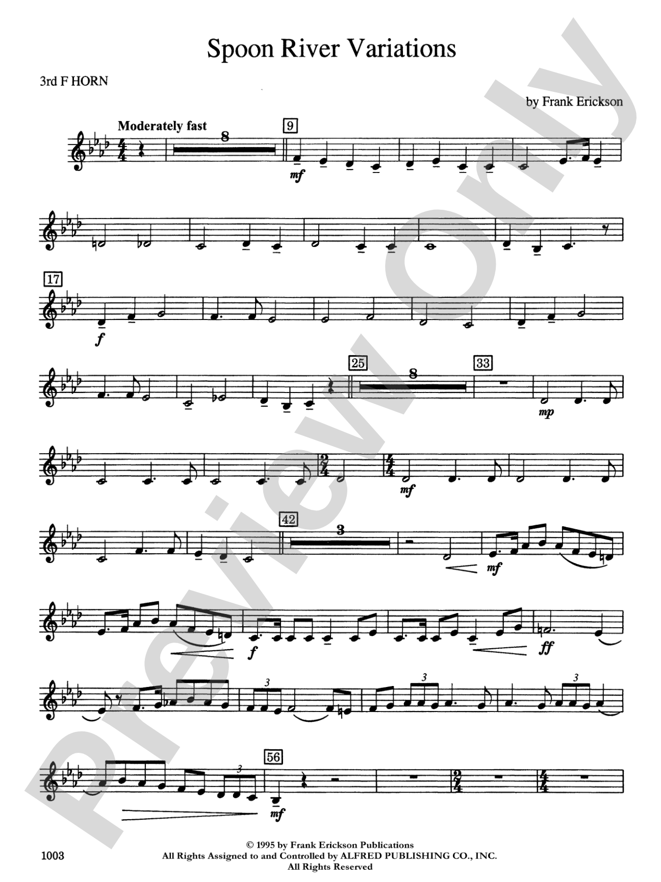 Spoon River Variations: 3rd F Horn