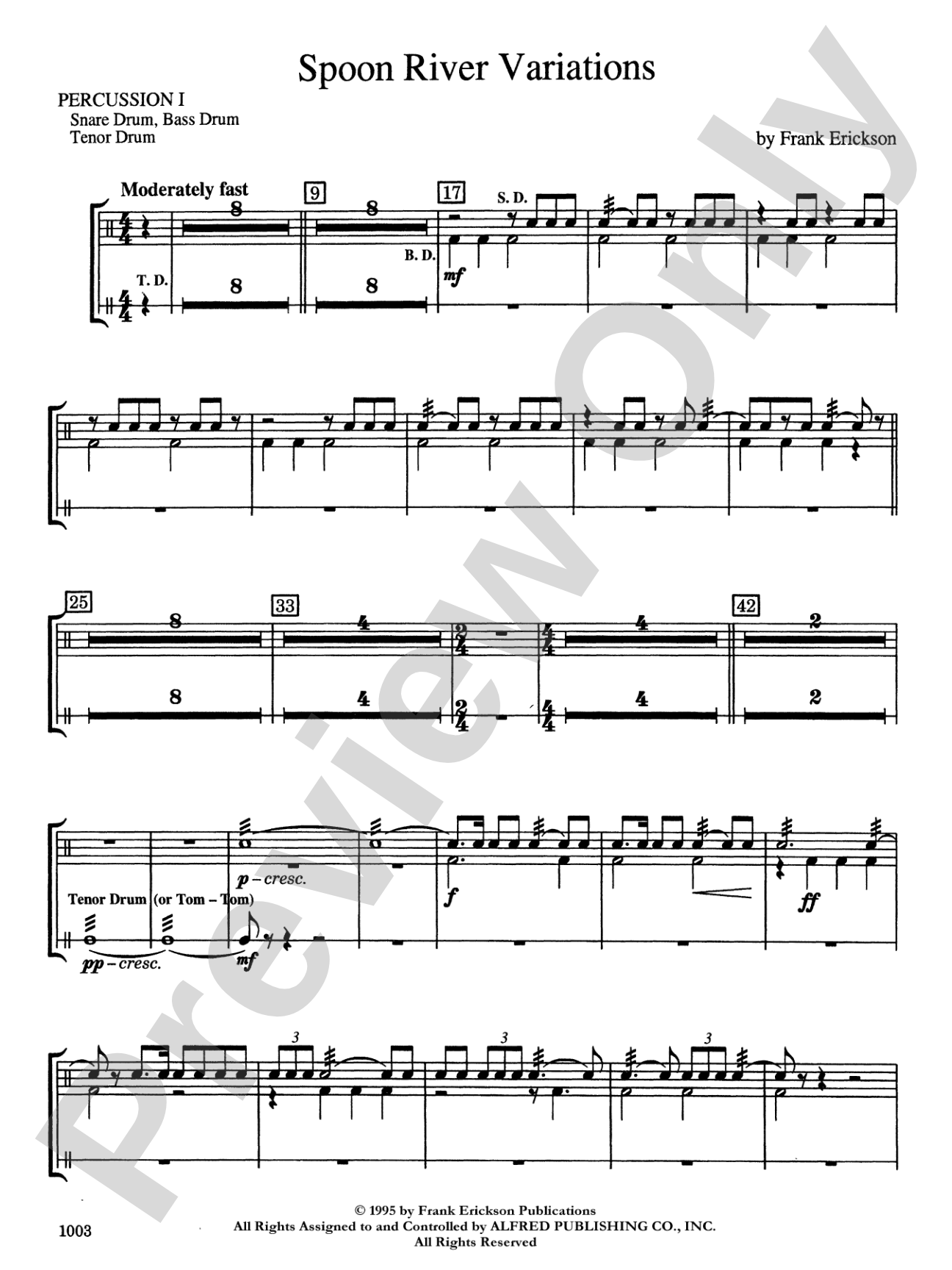Spoon River Variations: 1st Percussion