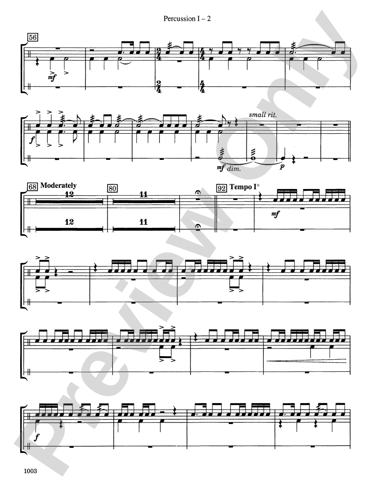 Spoon River Variations: 1st Percussion