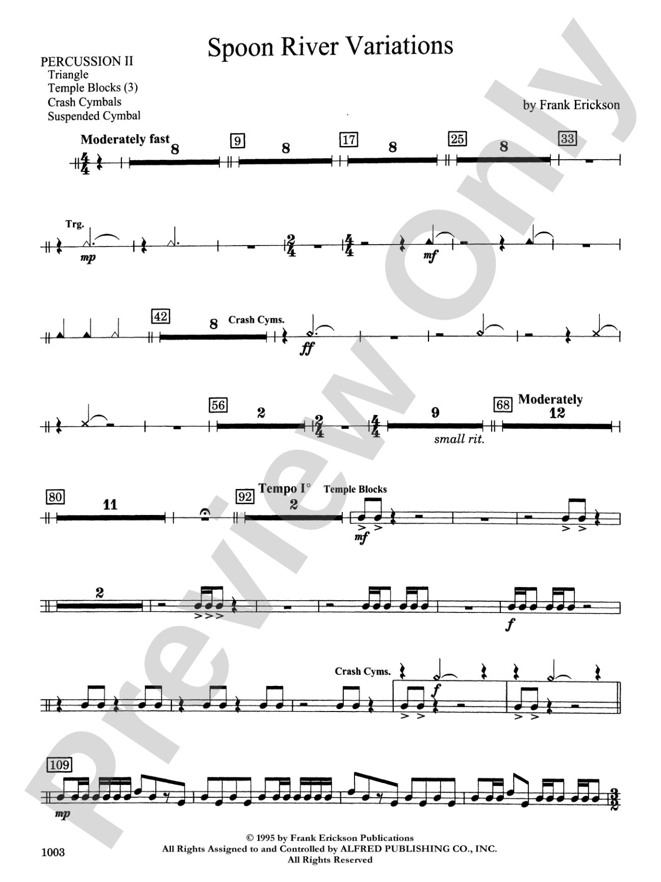 Spoon River Variations: 2nd Percussion