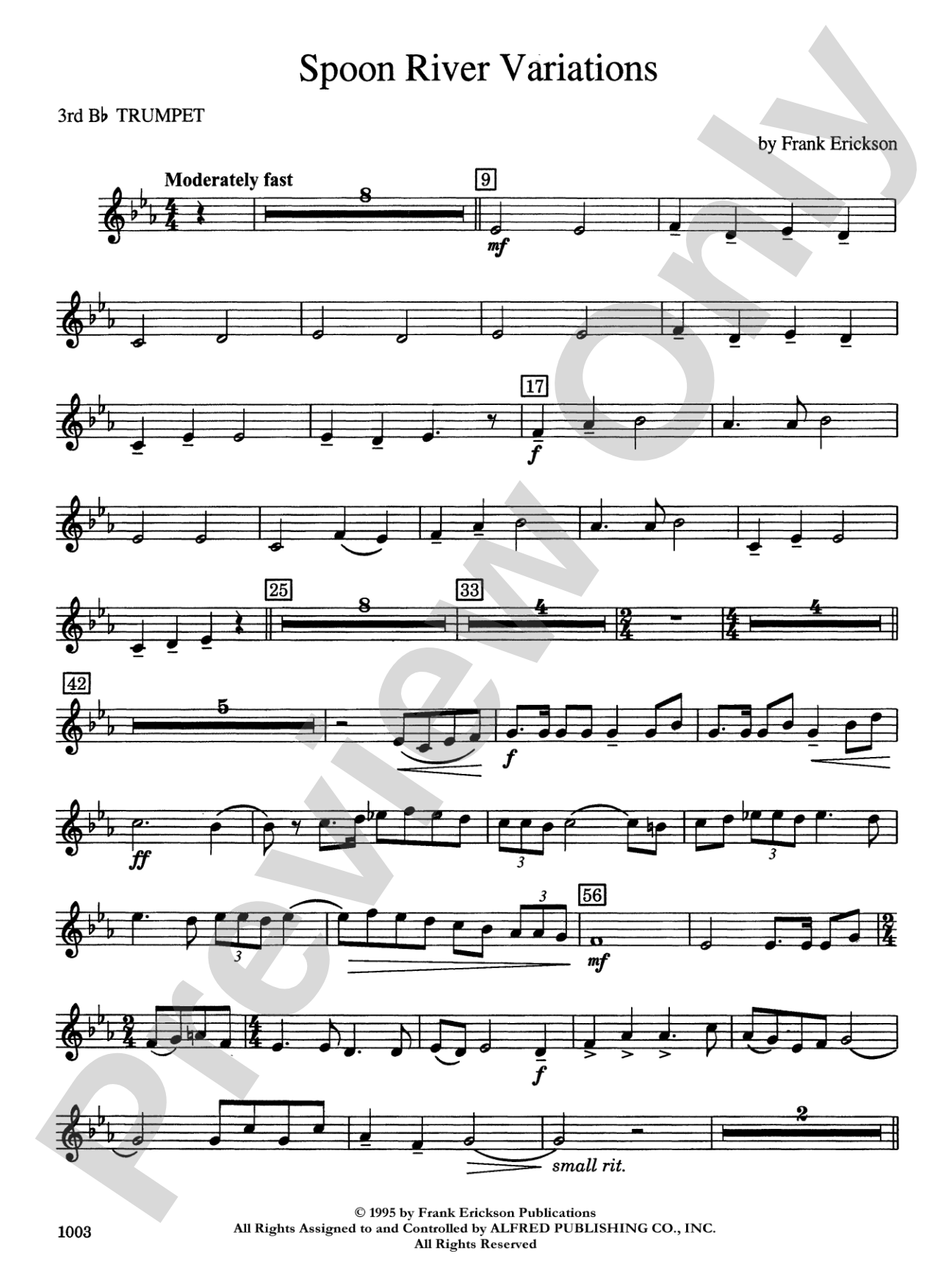 Spoon River Variations: 3rd B-flat Trumpet