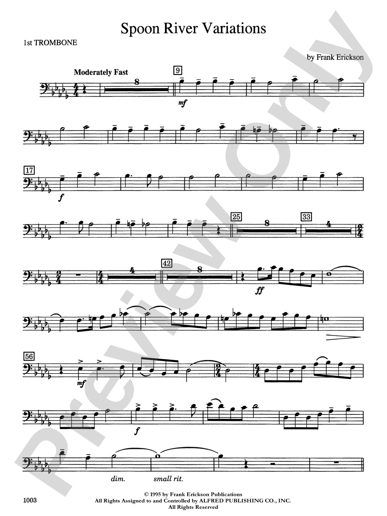Spoon River Variations: 1st Trombone