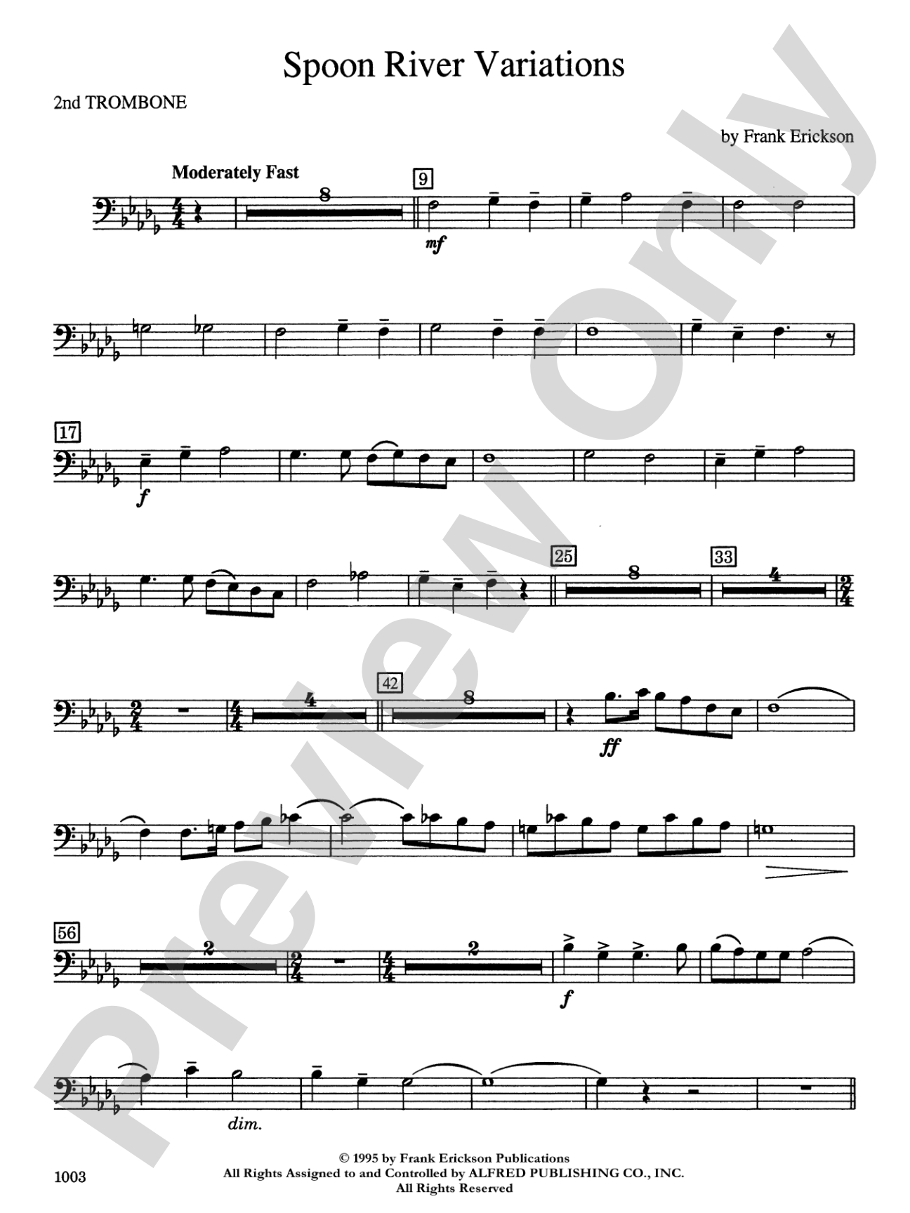 Spoon River Variations: 2nd Trombone