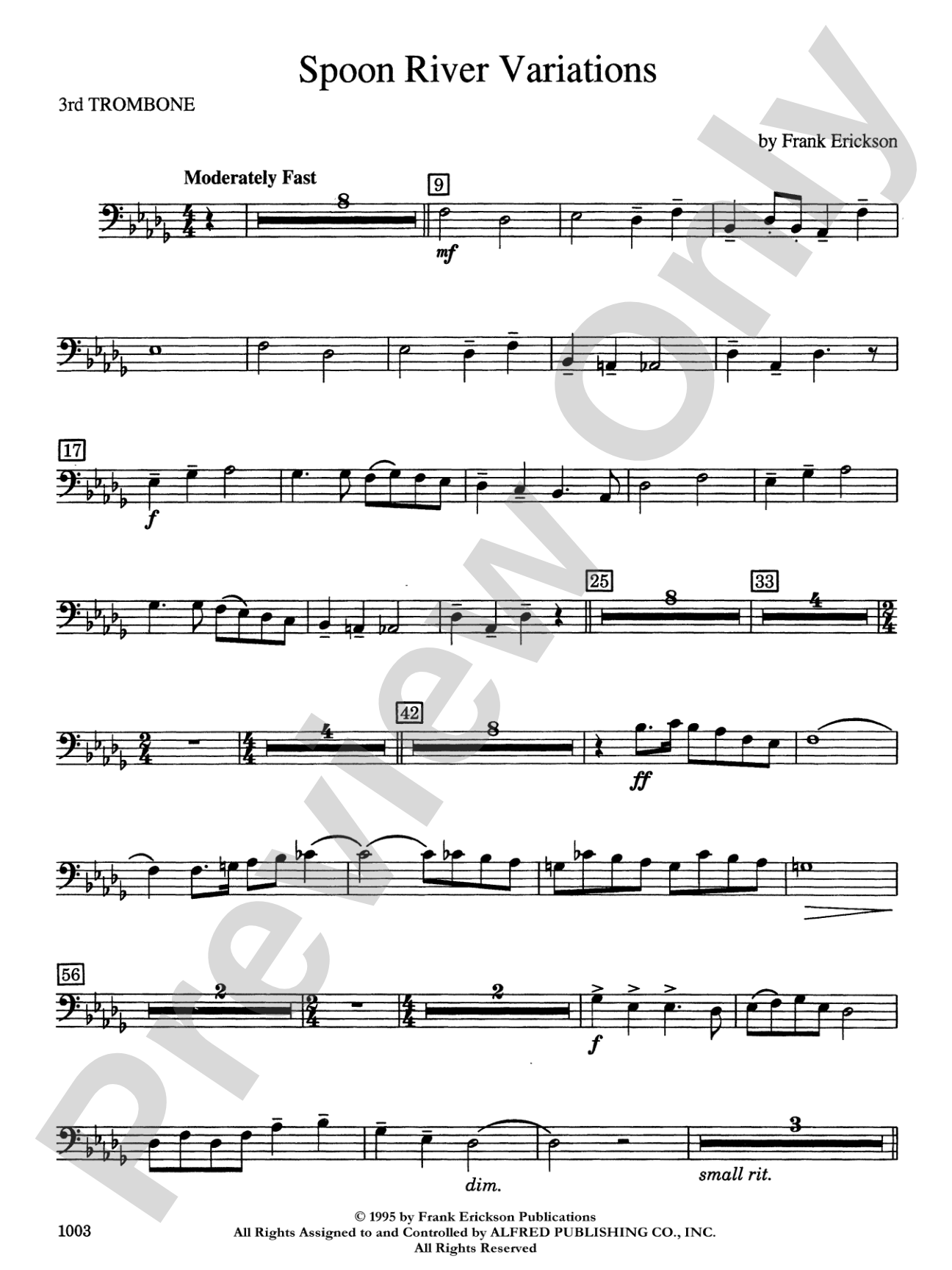 Spoon River Variations: 3rd Trombone